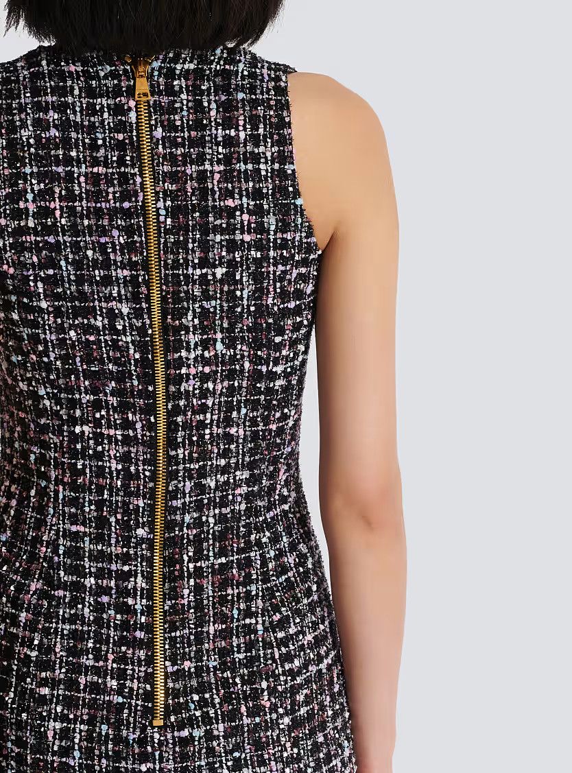 Balmain o1s1wg110725 Short Tweed Dress in Black Size S / US 4 / IT 40 - 6 Thumbnail