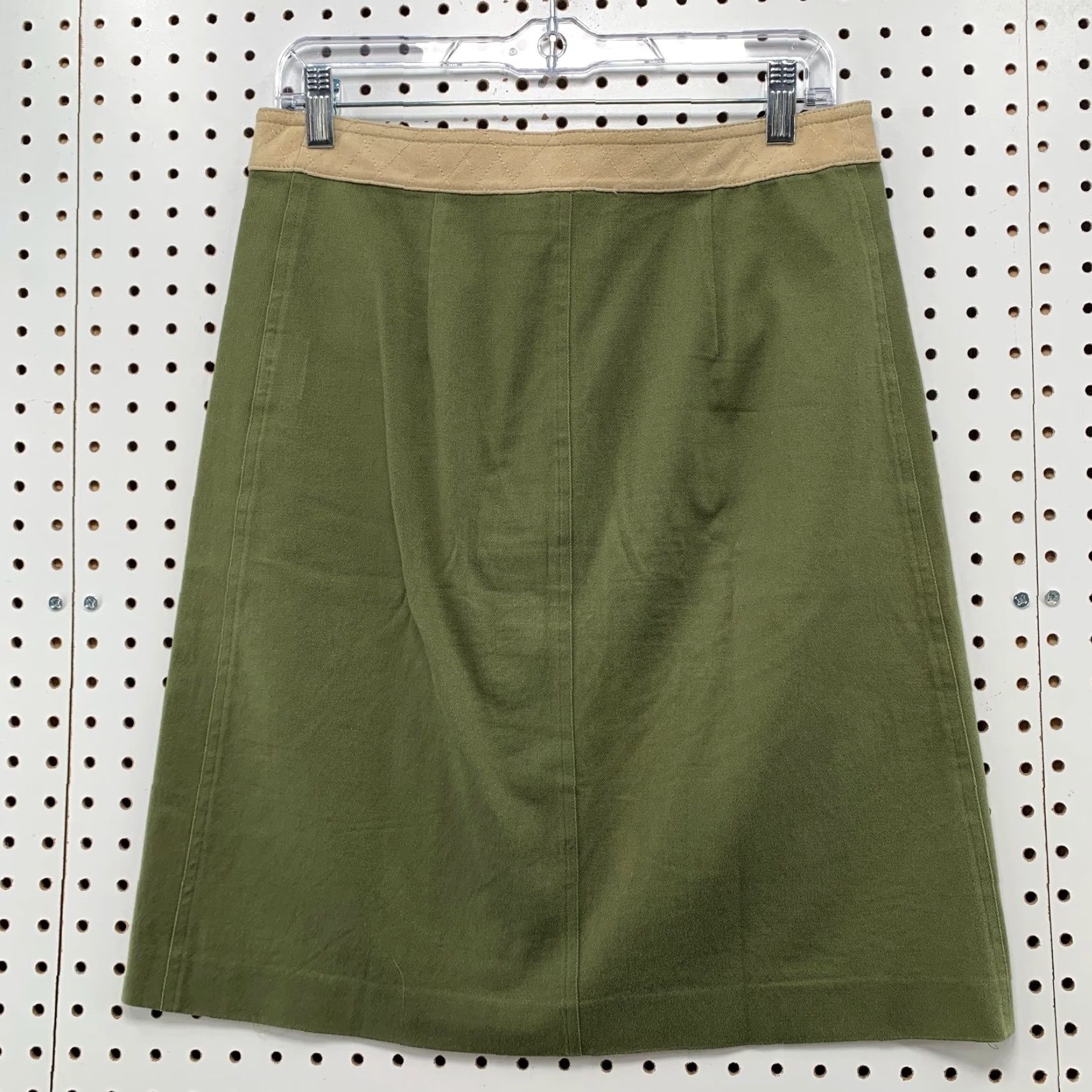 Tory Burch Skirt Womens 8 Cargo Pockets Military Green Gold Buttons Knee Length