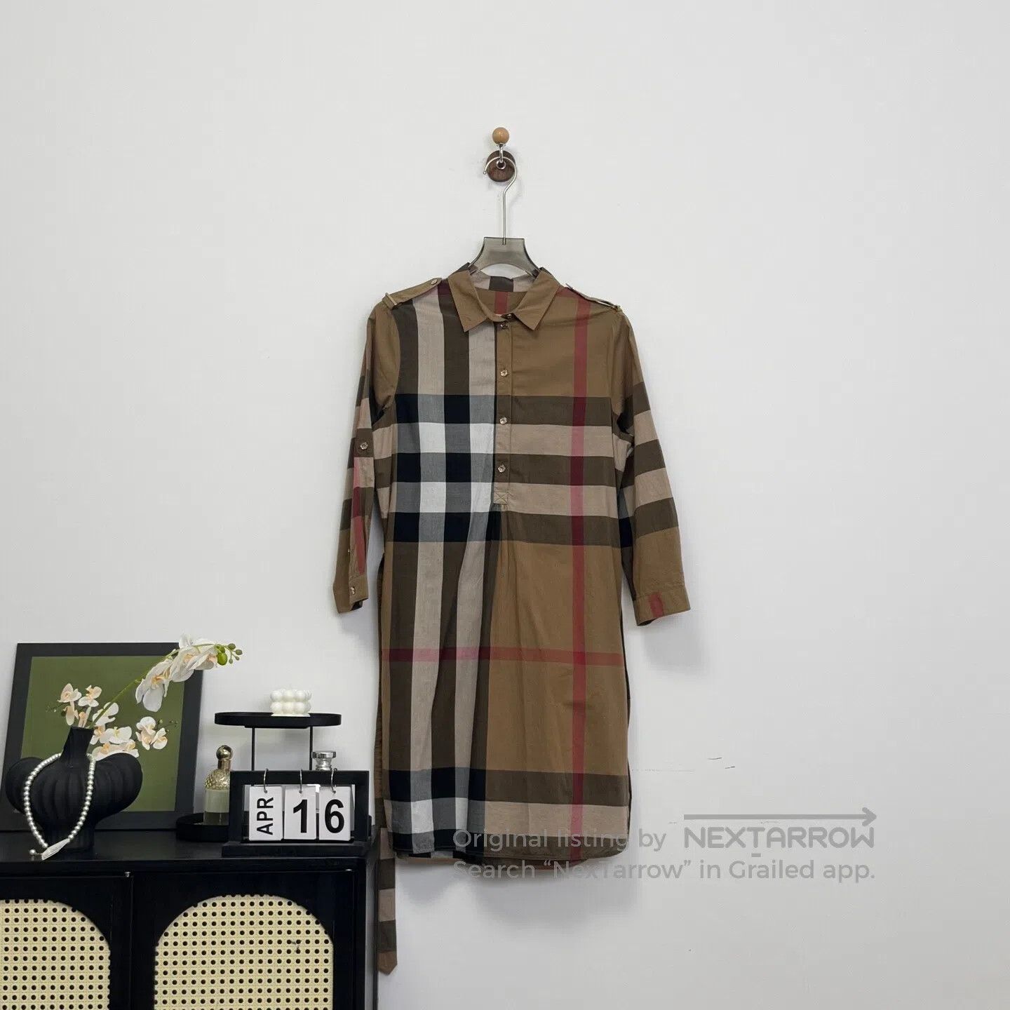 Burberry Burberry Khaki Plaid Shirt Dress| Size S / US 4 / IT 40 - 1 Thumbnail