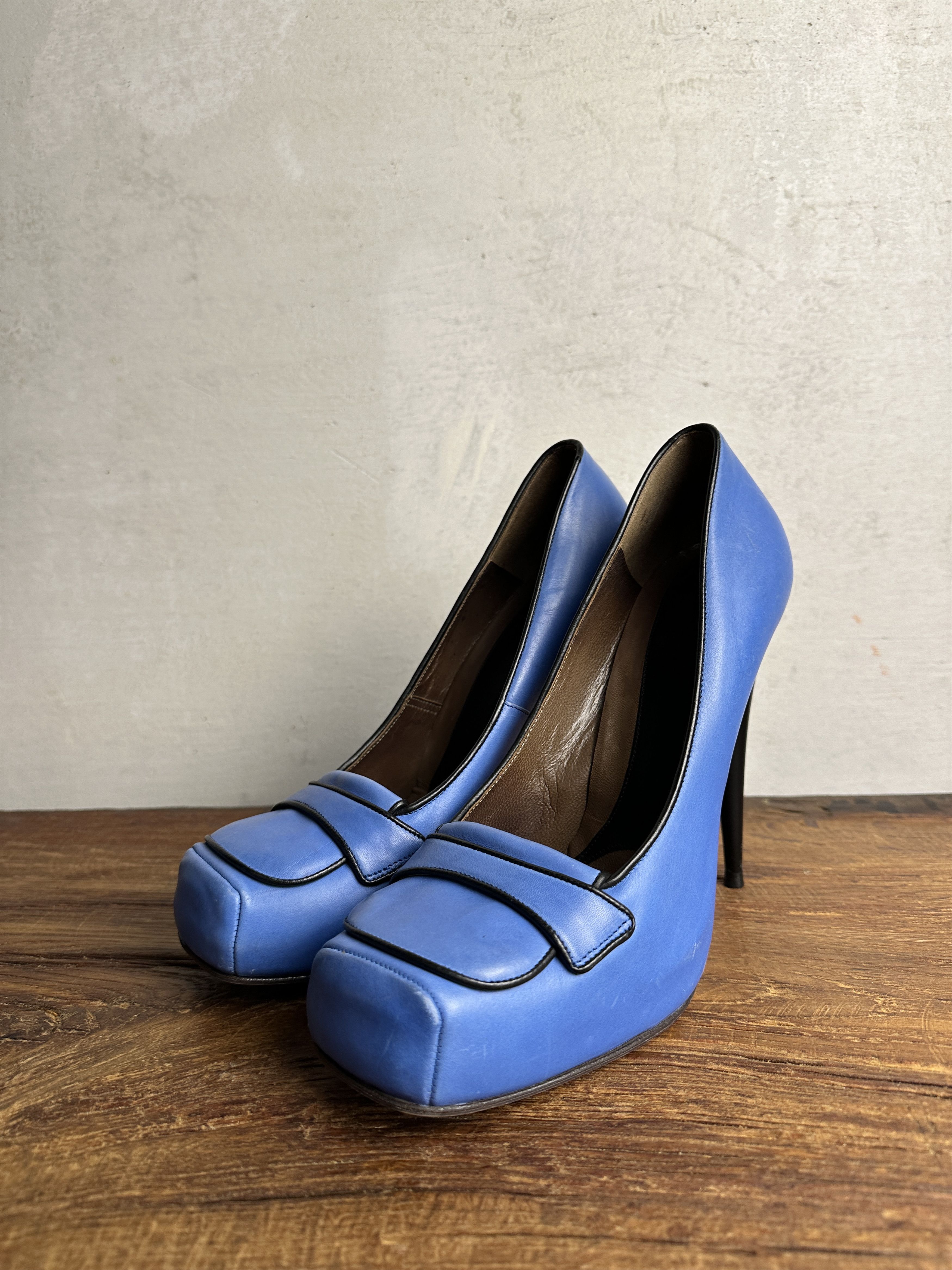 Marni Marni Blue Leather Platform Loafer Pumps Size US 10 / IT 40 - 3 Thumbnail