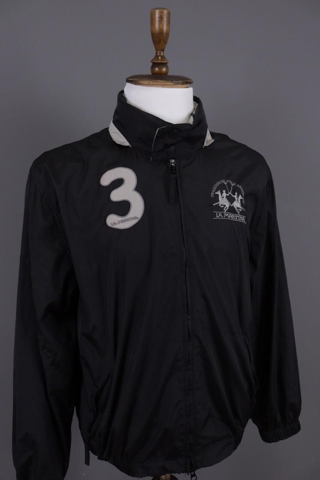 La Martina La Martina Argentina Black #3 Nylon Full Zip Bomber Jacket Size M / US 6-8 / IT 42-44 - 4 Thumbnail