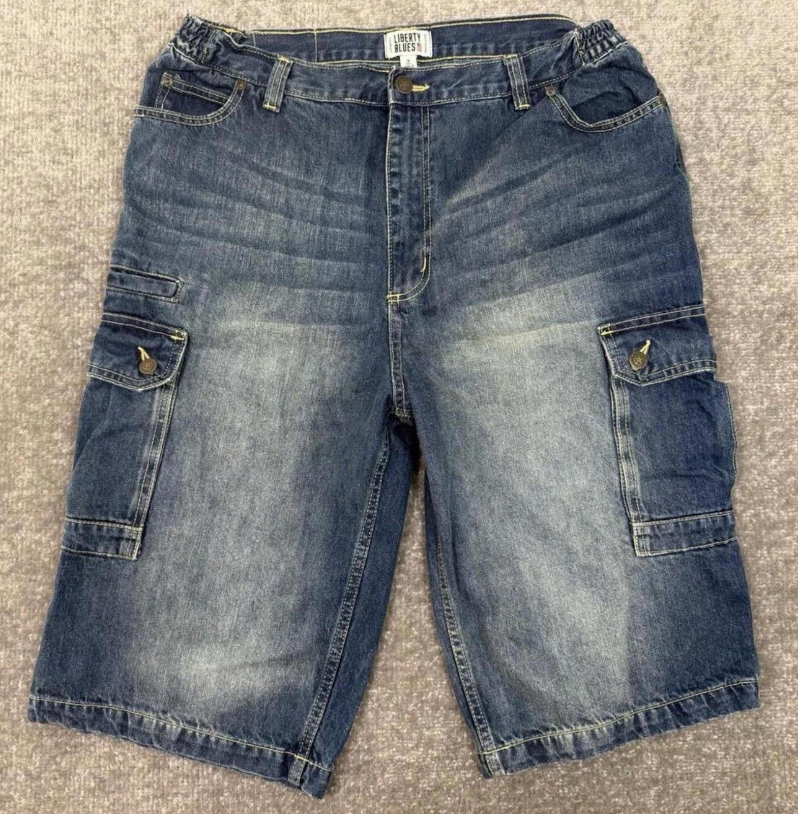 Other Liberty Blues Cargo Shorts Mens 38 Tall Denim Stretch Baggy Size US 38 / EU 54 - 1 Thumbnail