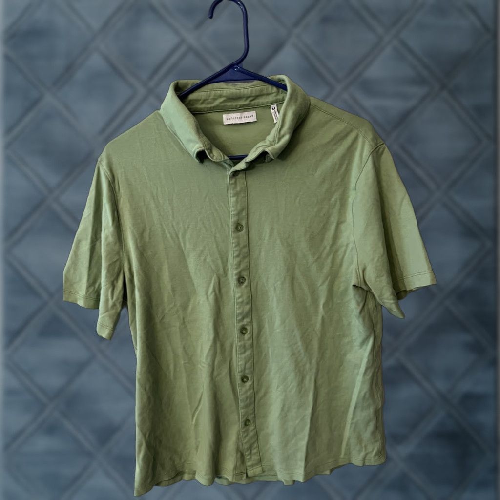 Vintage Mens Green Geoffrey Beene Soft Button Down Shirt Sleeve Collar Tee New Sz Medium Size US M / EU 48-50 / 2 - 1 Thumbnail
