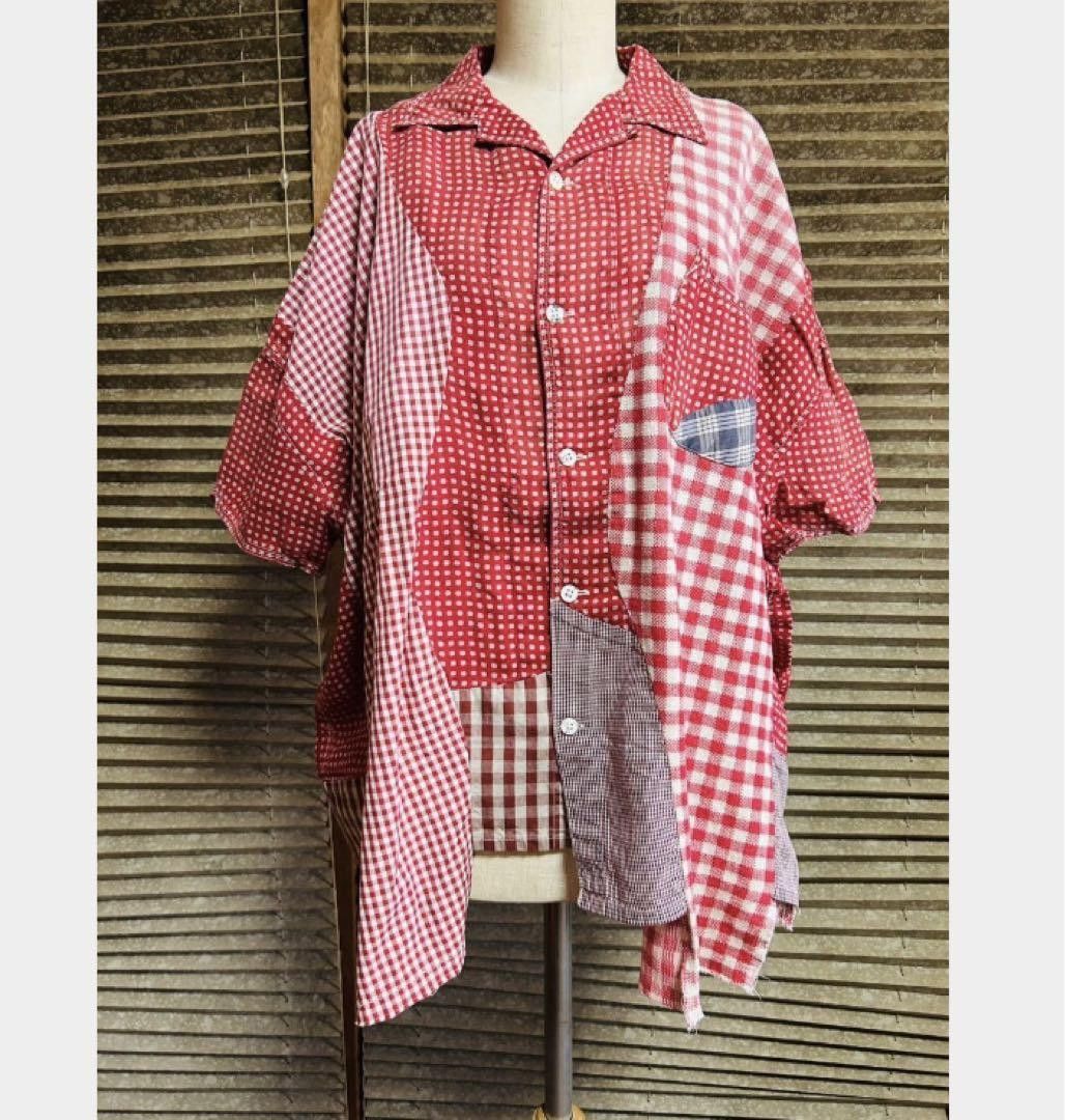 Kapital KAPITAL KOUNTRY Check Patchwork Oversized Shirt Red Size ONE SIZE - 1 Thumbnail