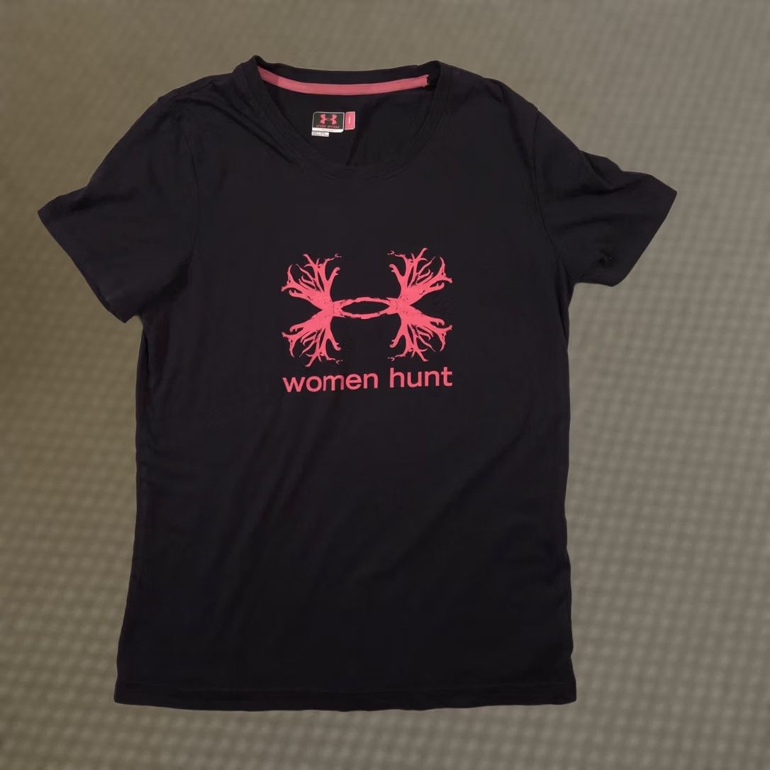 Under Armour Under Armour Shirt Womens Large Black Crew Neck Short Sleeve Women Hunt Deer Size L / US 10 / IT 46 - 1 Thumbnail