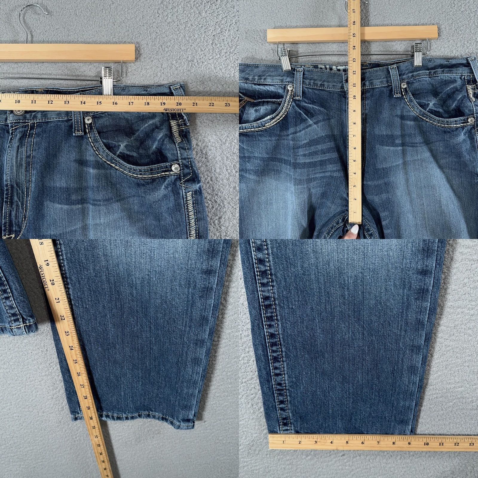 Ariat Ariat M5 Slim Gambler Jeans Mens 40x30 Denim Blue Embroidered Pockets Straight Stackable 40/30 Size US 40 / EU 56 - 8 Thumbnail