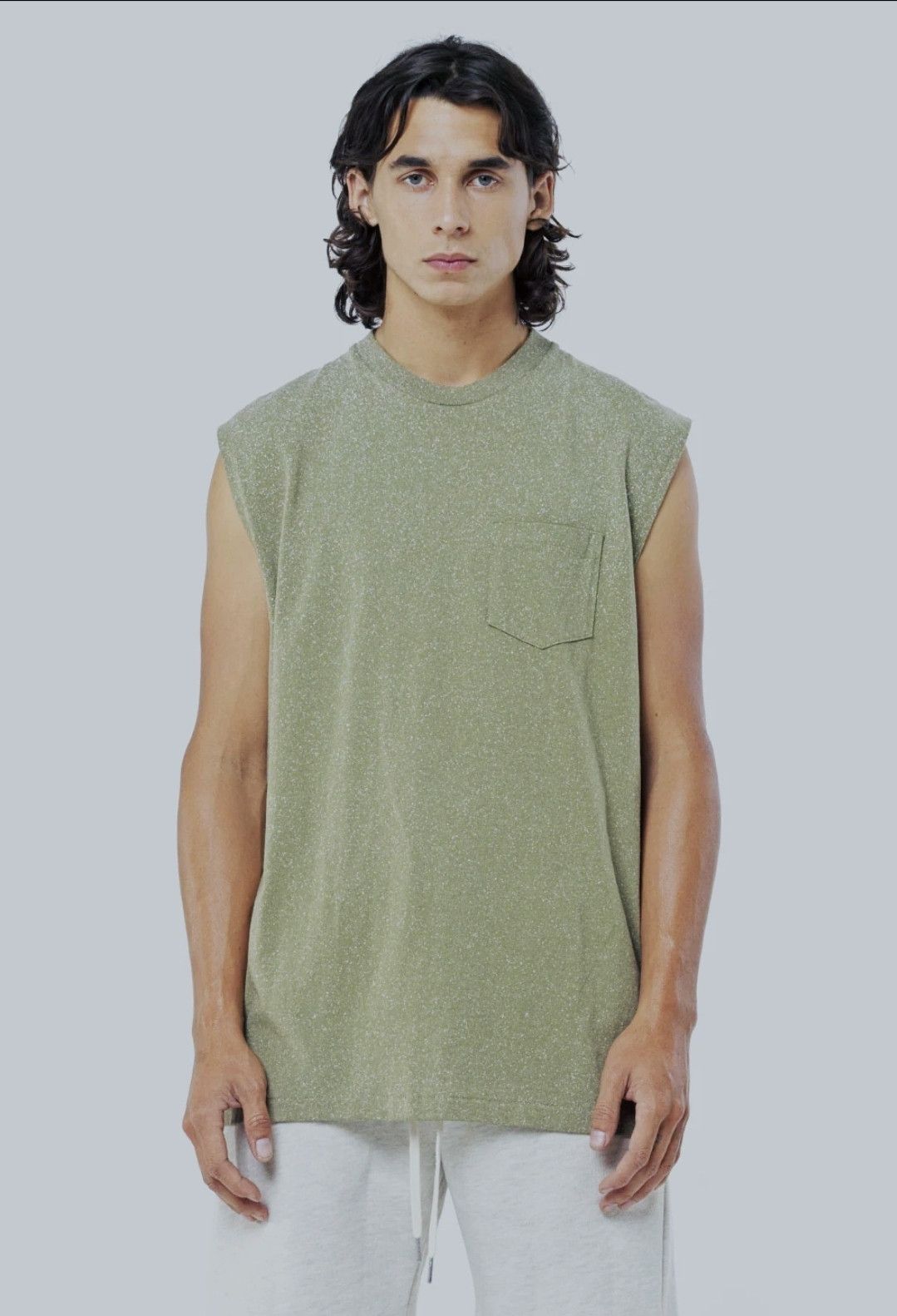 Designer John Elliott Salt Wash Rodeo Pocket Sleeveless Tee Olive L Size US L / EU 52-54 / 3 - 14 Thumbnail