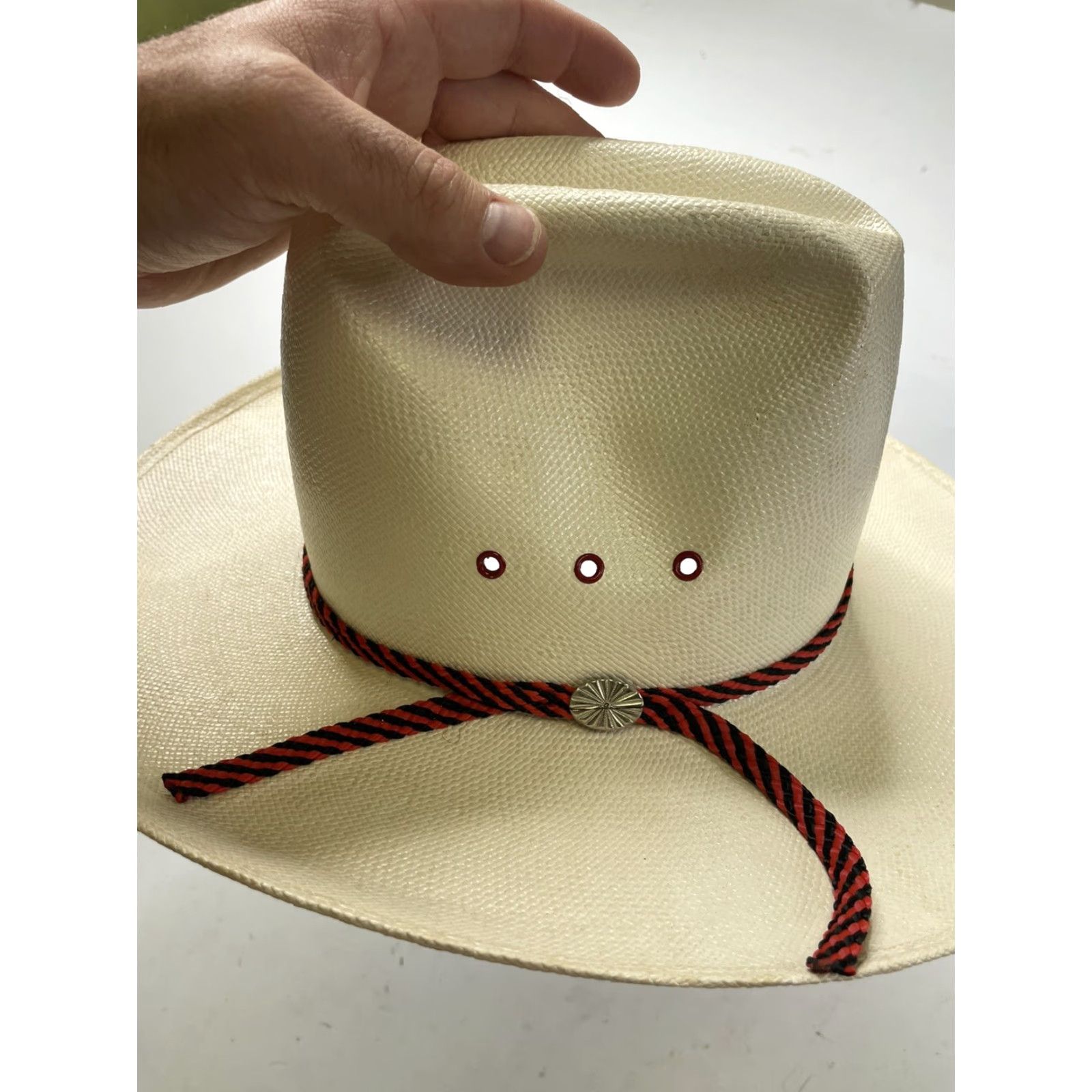 CO VINTAGE American Hat Co Cowboy Hat 6 1/2 Beige Leather Straw Wide Brim Men's Outdoor Western Cowboy Hat Mens Size ONE SIZE - 7 Thumbnail