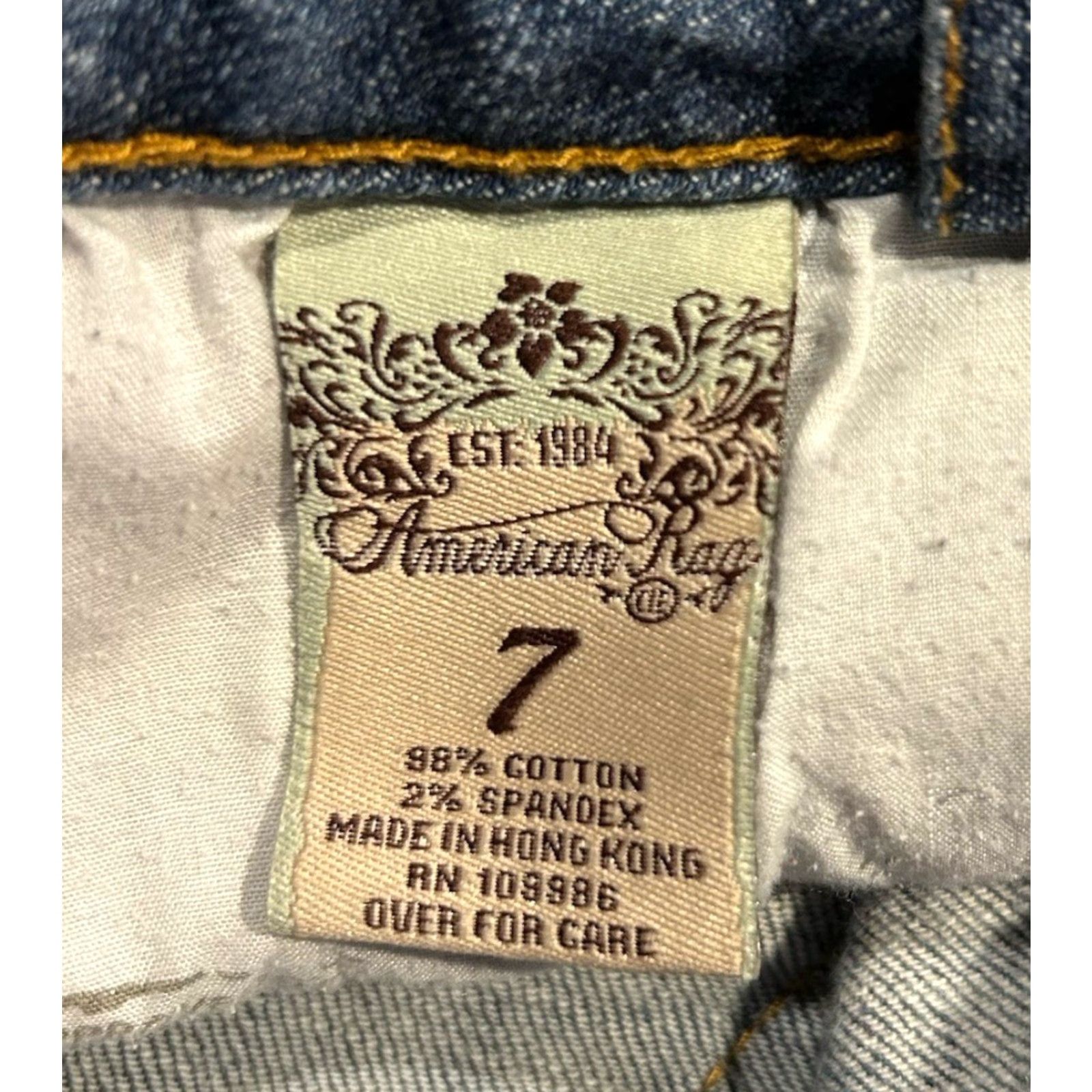 Vintage American Rag Cie Women’s Jeans Shorts Size 7 Blue Distressed Button Pockets Denim 5-Pocket Design Casual Shirt? Size 28" / US 6 / IT 42 - 5 Thumbnail