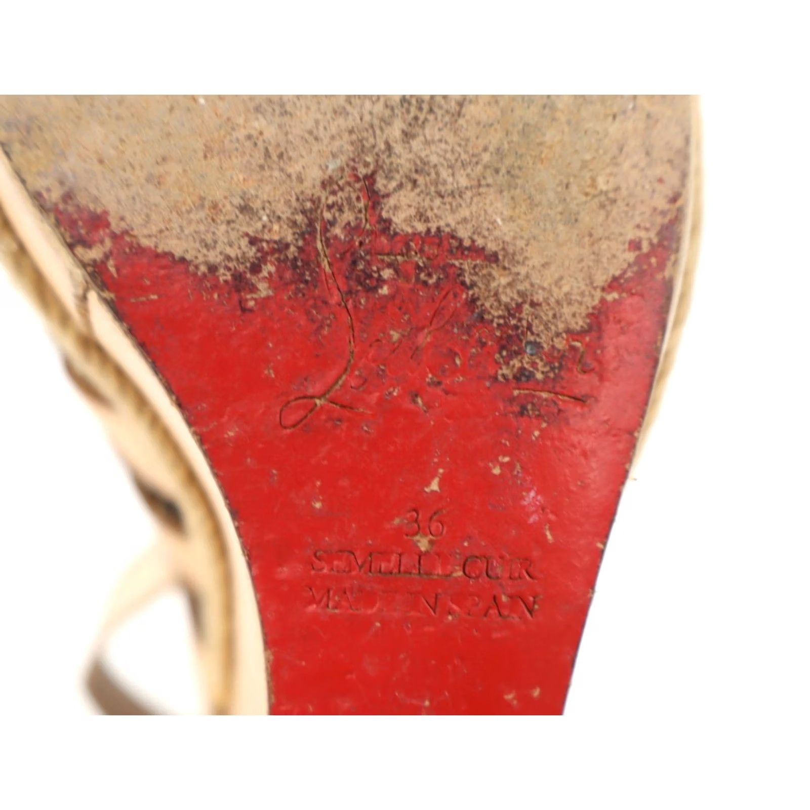 Christian Louboutin Christian Louboutin Barcelona Gold Espadrille Wedge Sandal Woman EU36/US6 Open Toe Leather Lining Shine Gold Metallic Casual Party/Cocktail Womens Size US 6 / IT 36 - 7 Thumbnail