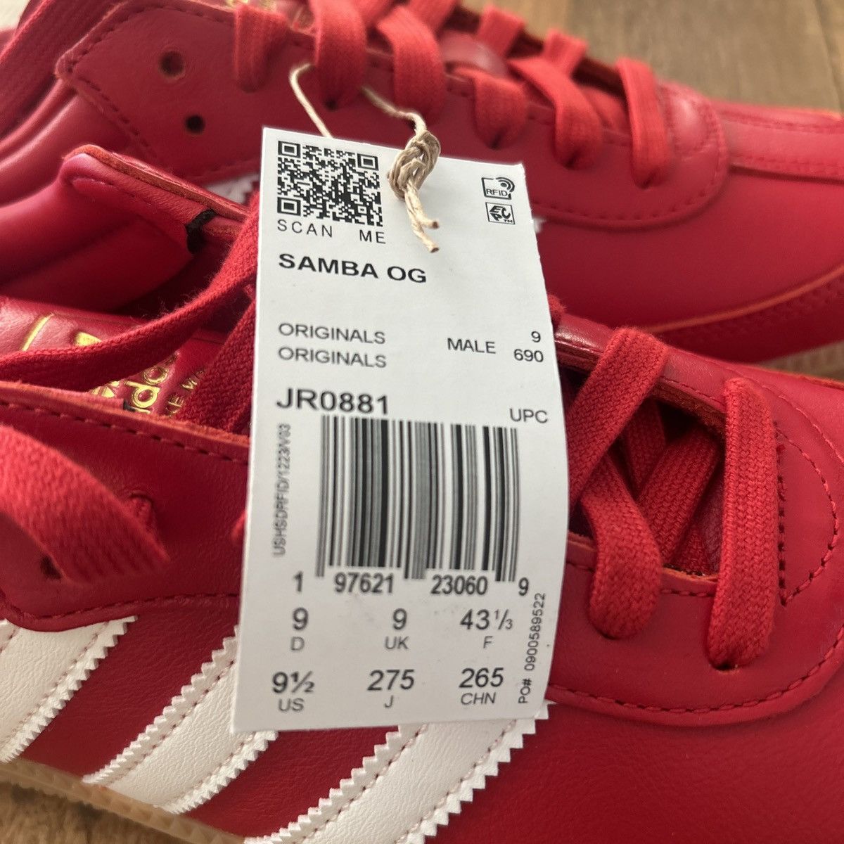 Adidas adidas Samba OG Better Scarlet Sneaker JR0881 Men’s 9.5 Size US 9.5 / EU 42-43 - 2 Thumbnail