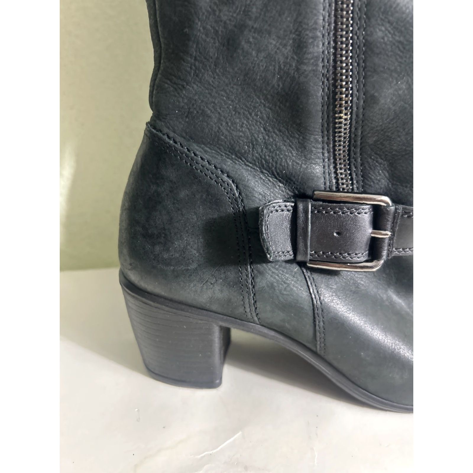 Ecco ECCO Shape 55 Tall Boot Women's 8-8.5 Black Leather Block Heel Side Zip Size US 8 / IT 38 - 4 Thumbnail
