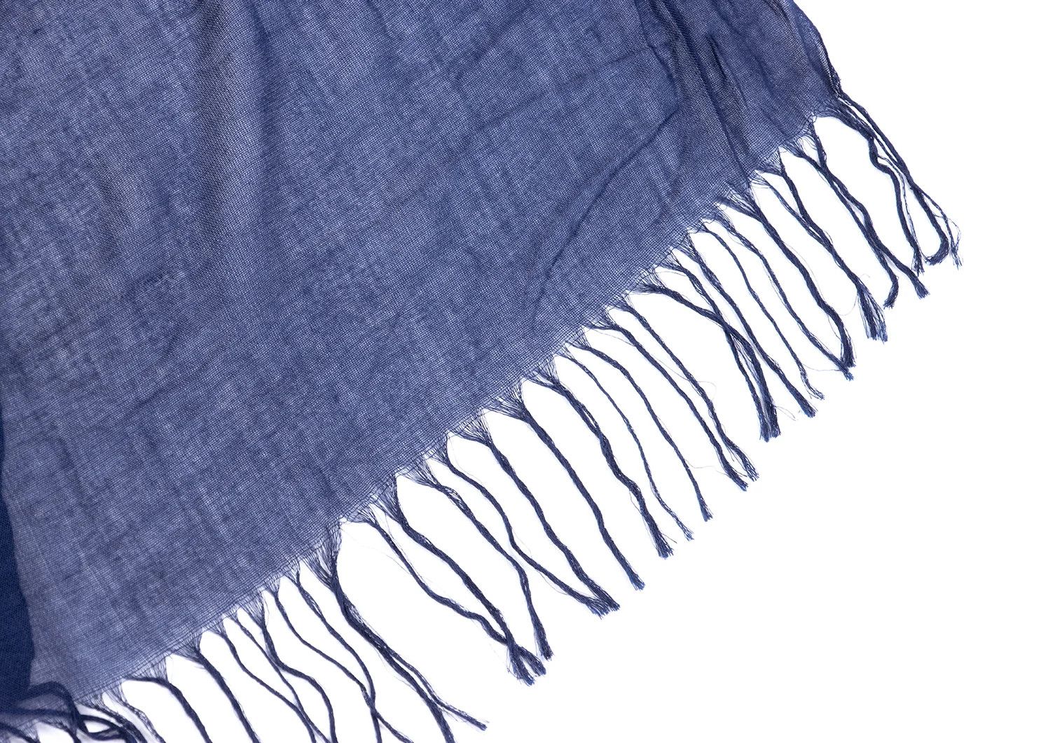 Yohji Yamamoto Yohji Yamamoto Bamboo Nylon Fringe Stole Navy Size ONE SIZE - 3 Thumbnail