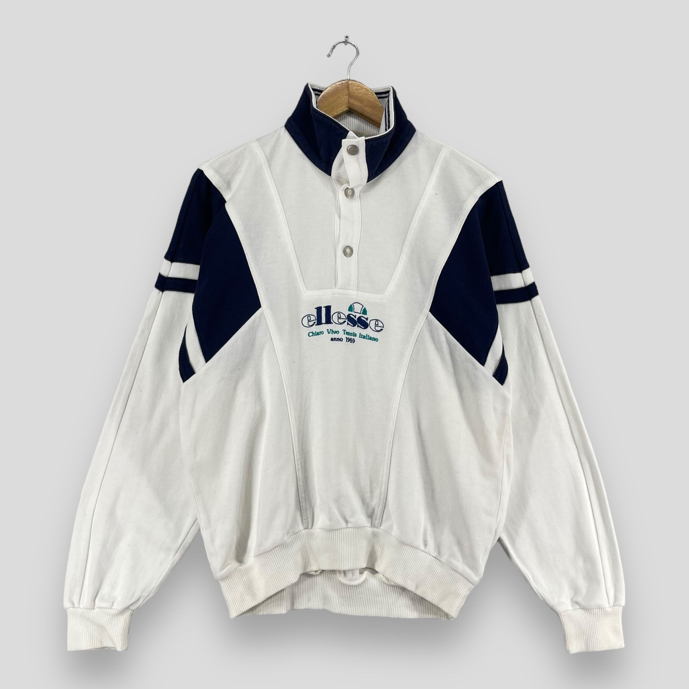 Ellesse × Vintage Vintage 90s ELLESSE Spellout Button Snap Pullover Sweater Size US M / EU 48-50 / 2 - 1 Thumbnail