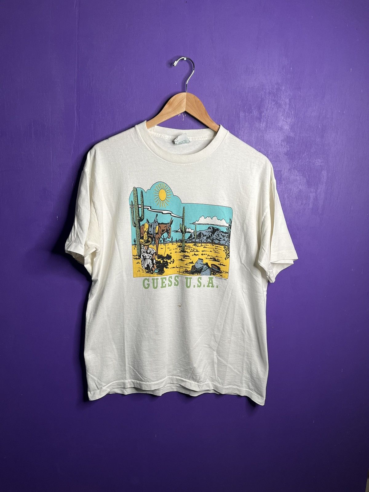 Guess × Vintage Vintage 1992 Guess USA western print t-shirt Size US L / EU 52-54 / 3 - 1 Thumbnail