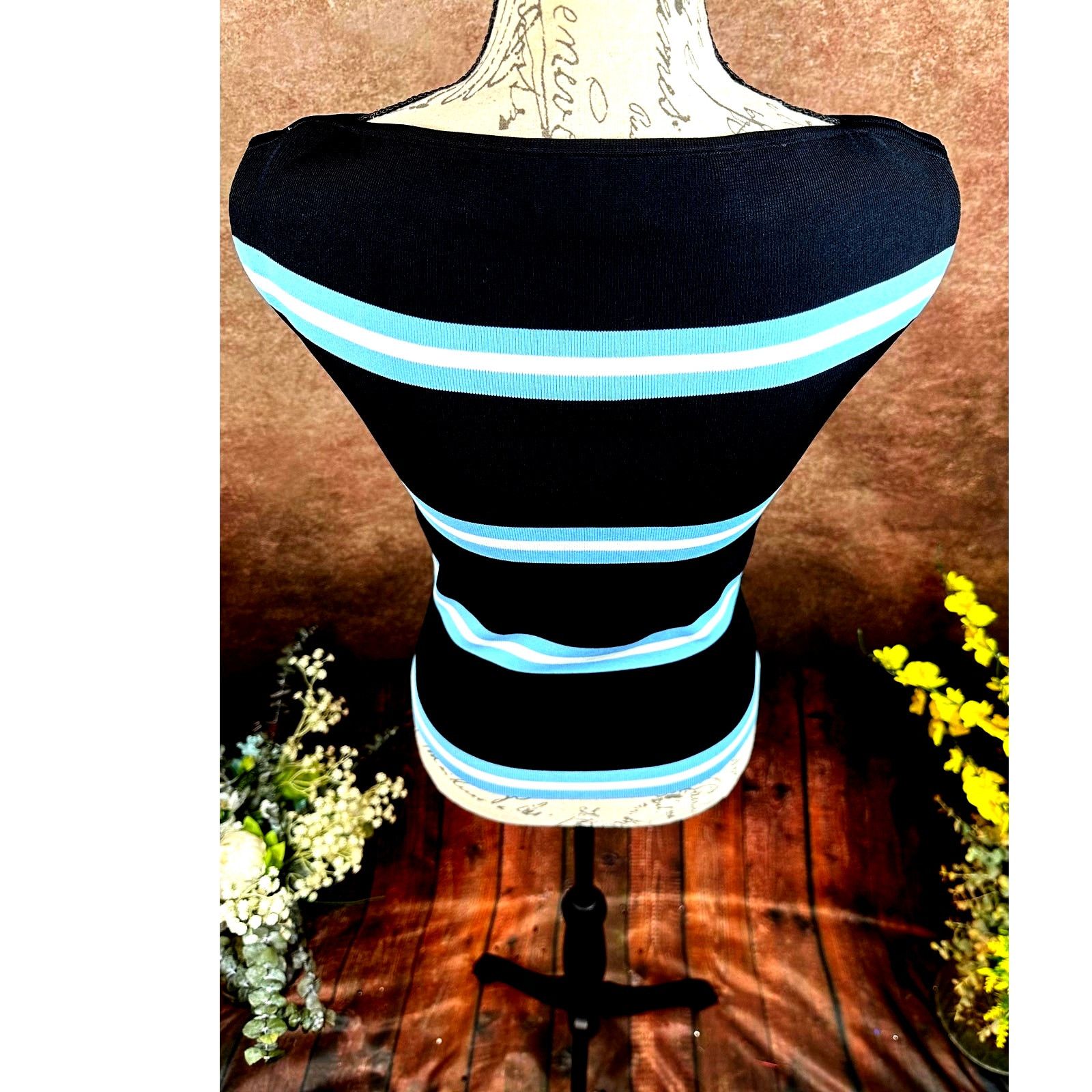 Tanya Taylor Tanya Taylor Zanita Stretch Top Black Horizon Blue Chalk XS Size XS / US 0-2 / IT 36-38 - 11 Thumbnail