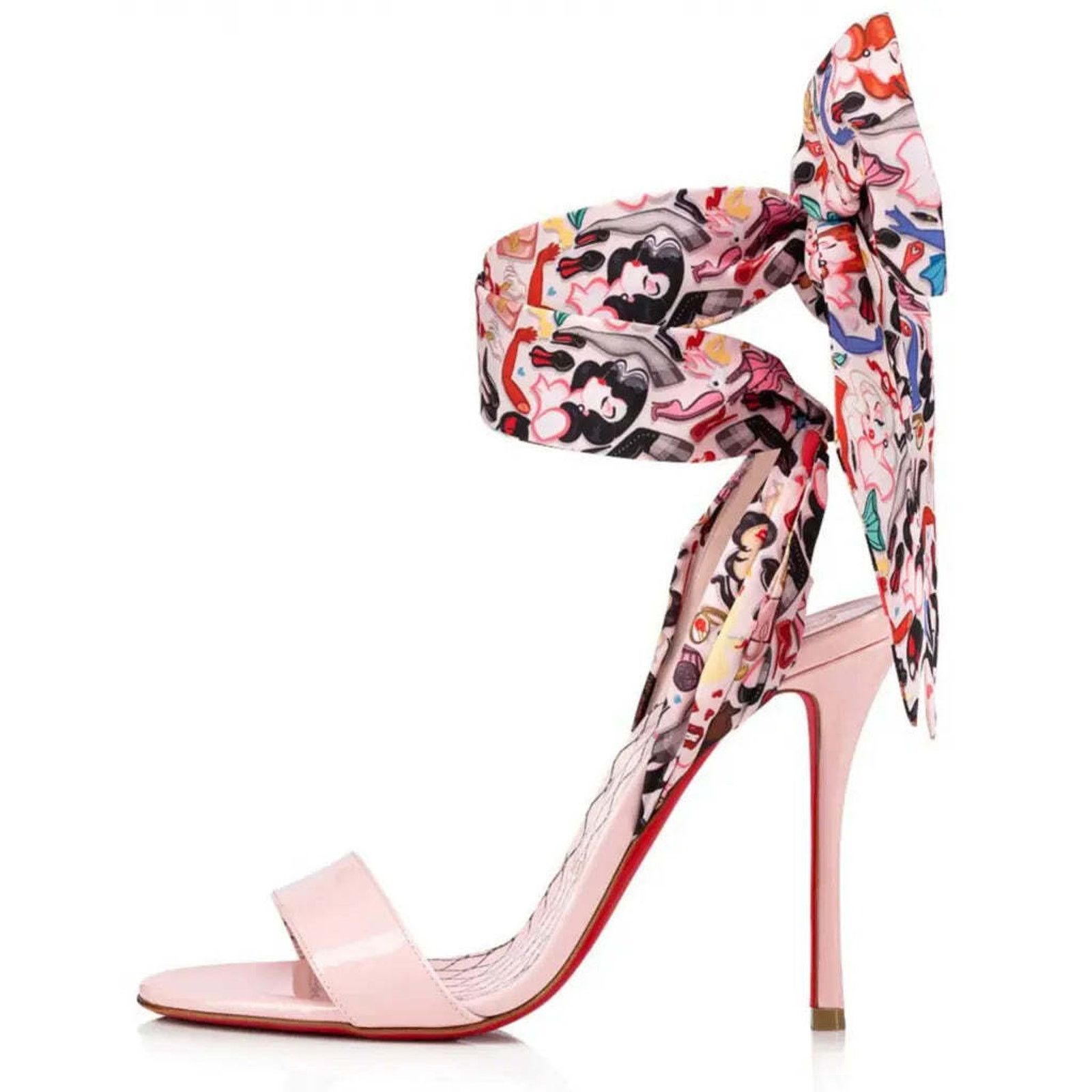 Christian Louboutin Fetish Du Desert 100 Pink Lace Up Tie Sandal Heel Pump 37 Size US 7 / IT 37 - 3 Thumbnail