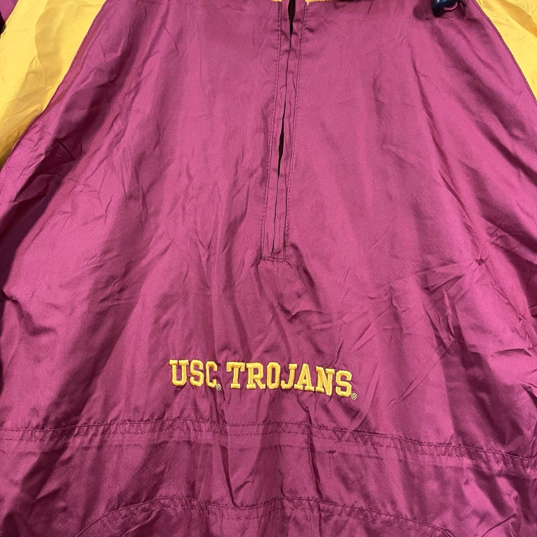 Vintage VINTAGE Red Oak USC Trojans Pullover Jacket Mens Large Hooded Windbreaker Red Tailored Utility? Size US L / EU 52-54 / 3 - 2 Thumbnail