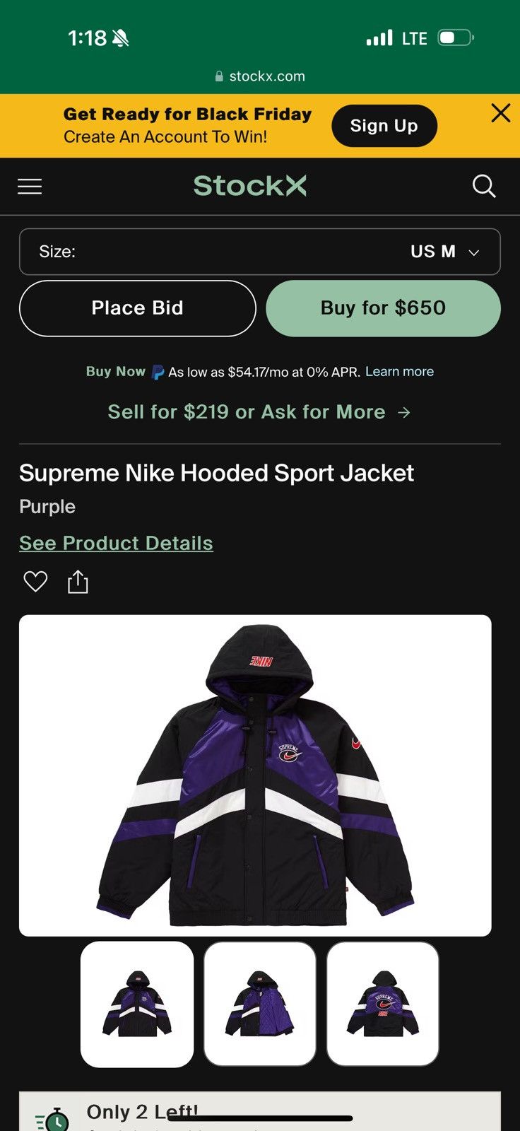 Nike × Supreme Supreme Nike Hooded Sport Jacket Purple Size US M / EU 48-50 / 2 - 11 Thumbnail