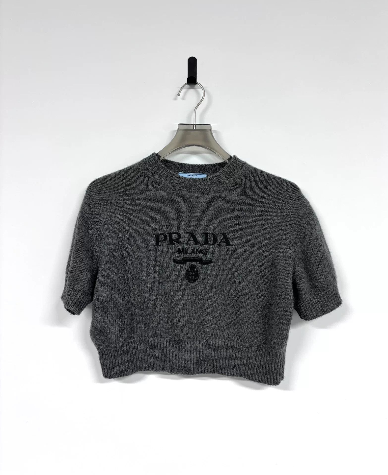 Prada Prada Cropped Gray Sweater S Women Size S / US 4 / IT 40 - 1 Thumbnail
