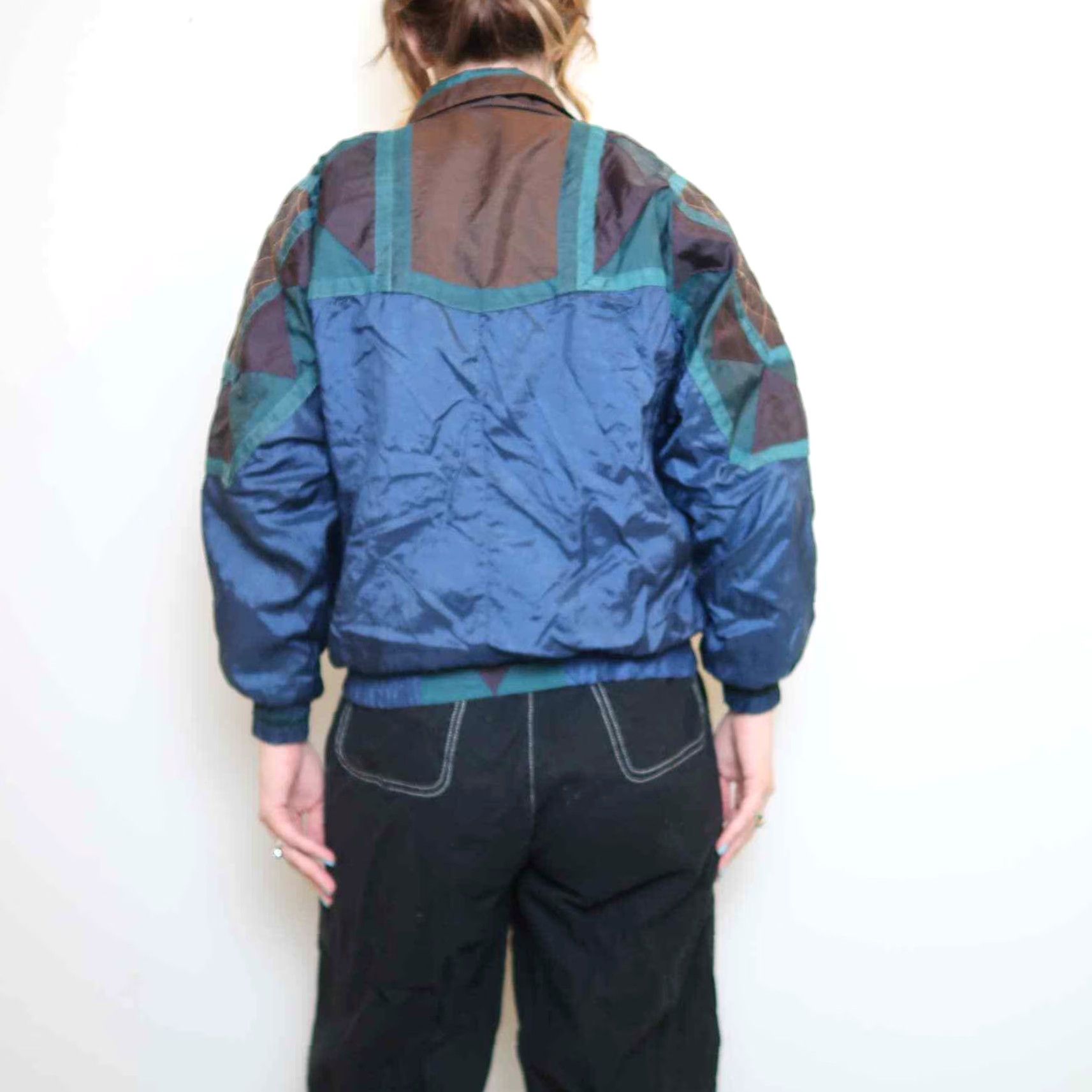 Vintage VINTAGE 90s Active Stuff Nylon Windbreaker Jacket Navy Teal Quilted Bomber M Adults Mens Womens Size M / US 6-8 / IT 42-44 - 4 Thumbnail