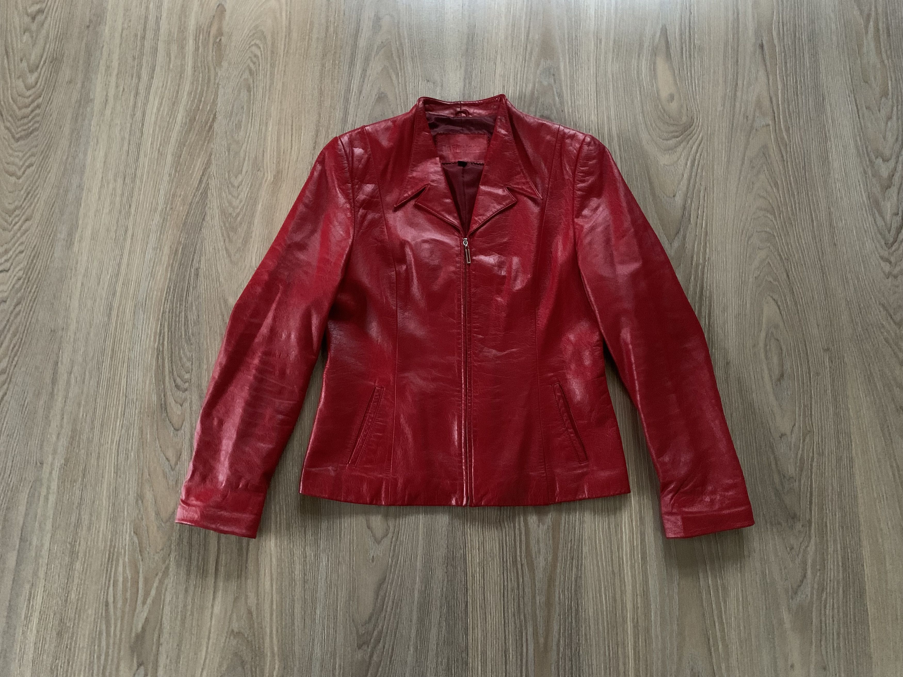 Other Lu Fin Jade Women’s Vintage Red Leather Jacket Size L / US 10 / IT 46 - 1 Thumbnail