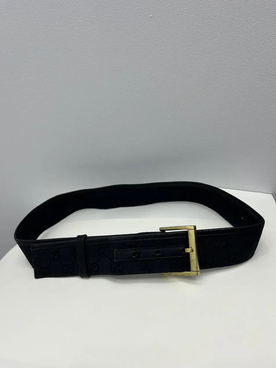 Gucci Gucci Canvas Monogram Leather/Cotton Belt Size ONE SIZE - 1 Thumbnail