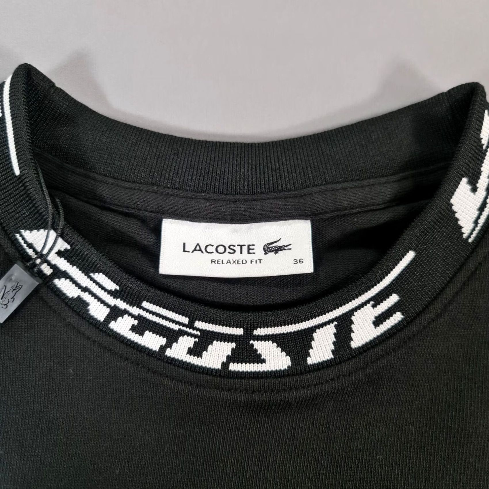 Lacoste Lacoste Logo Sweatshirt Womens Black 8 UK Relaxed Oversized Pullover 100% Cotton Crew Neck Long Sleeve Size M / US 6-8 / IT 42-44 - 3 Thumbnail
