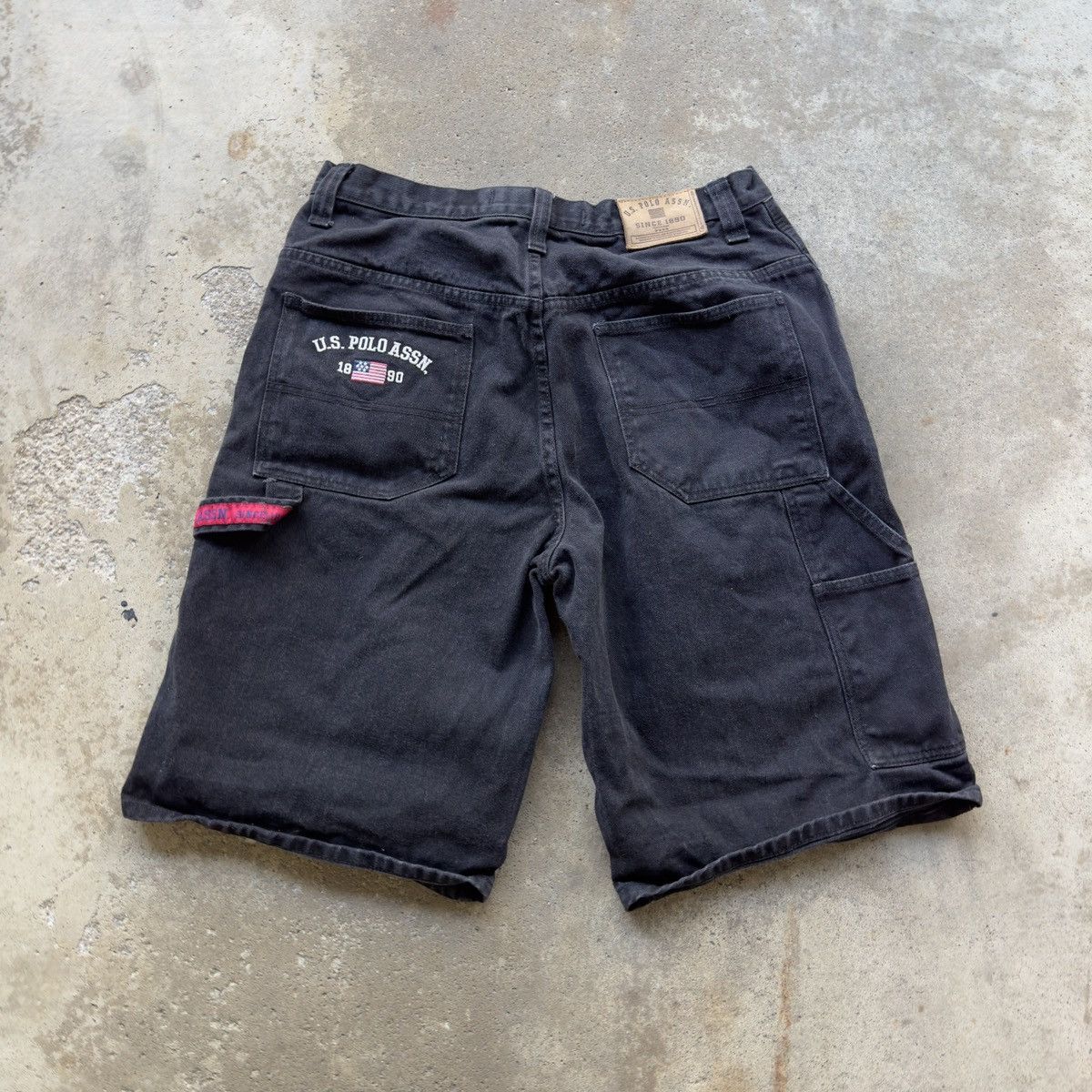 image of U S Polo Assn x Vintage Us Polo Assn Baggy Denim Black Jean Shorts Jorts, Men's (Size 34)