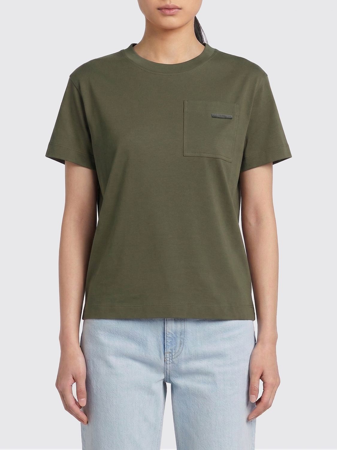 Brunello Cucinelli Brunello Cucinelli T-Shirt Woman Green Size L / US 10 / IT 46 - 1 Thumbnail