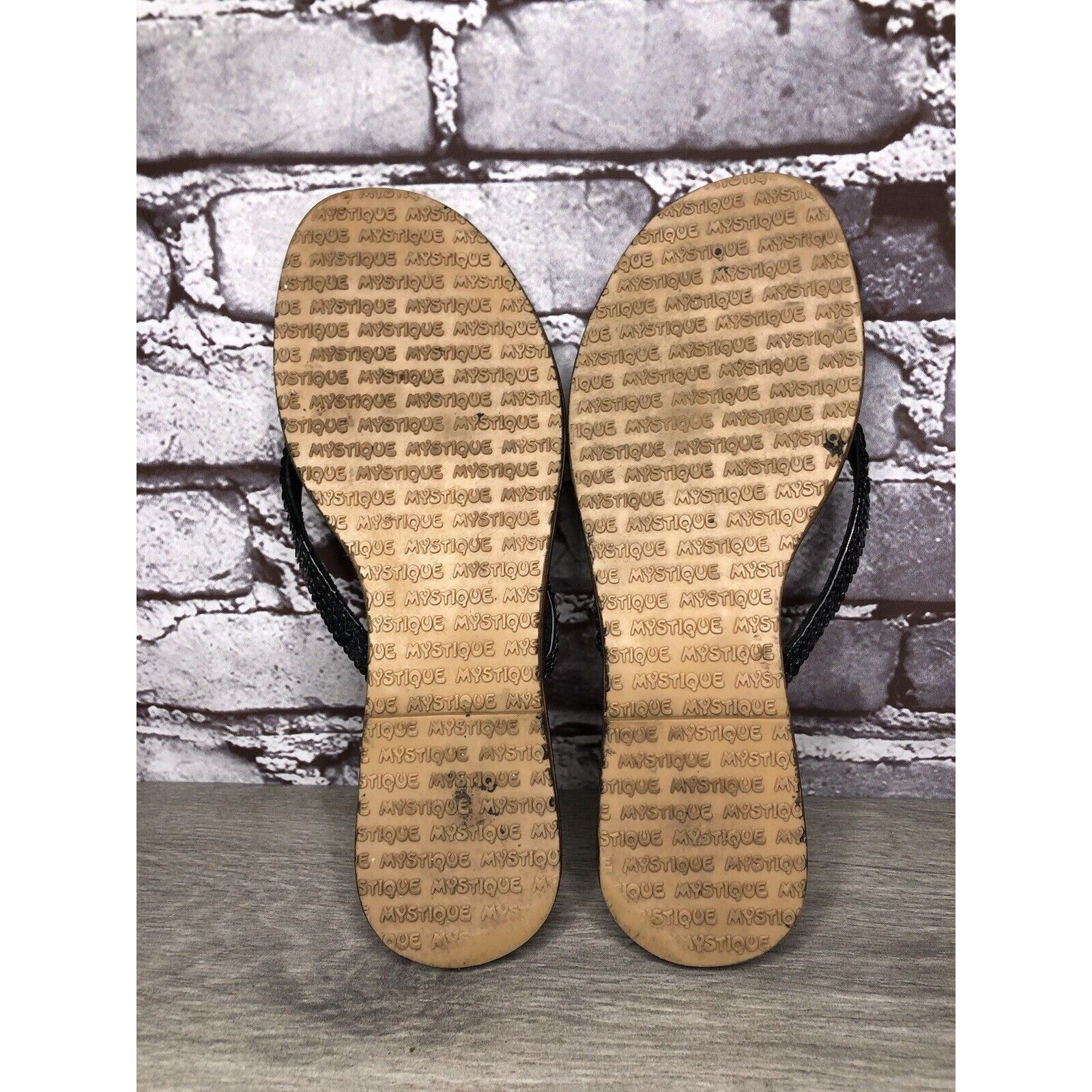 Other Mystique Black Leather Snake Skin Thong Flip Flops Sandals W Size US 9 / IT 39 - 19 Thumbnail