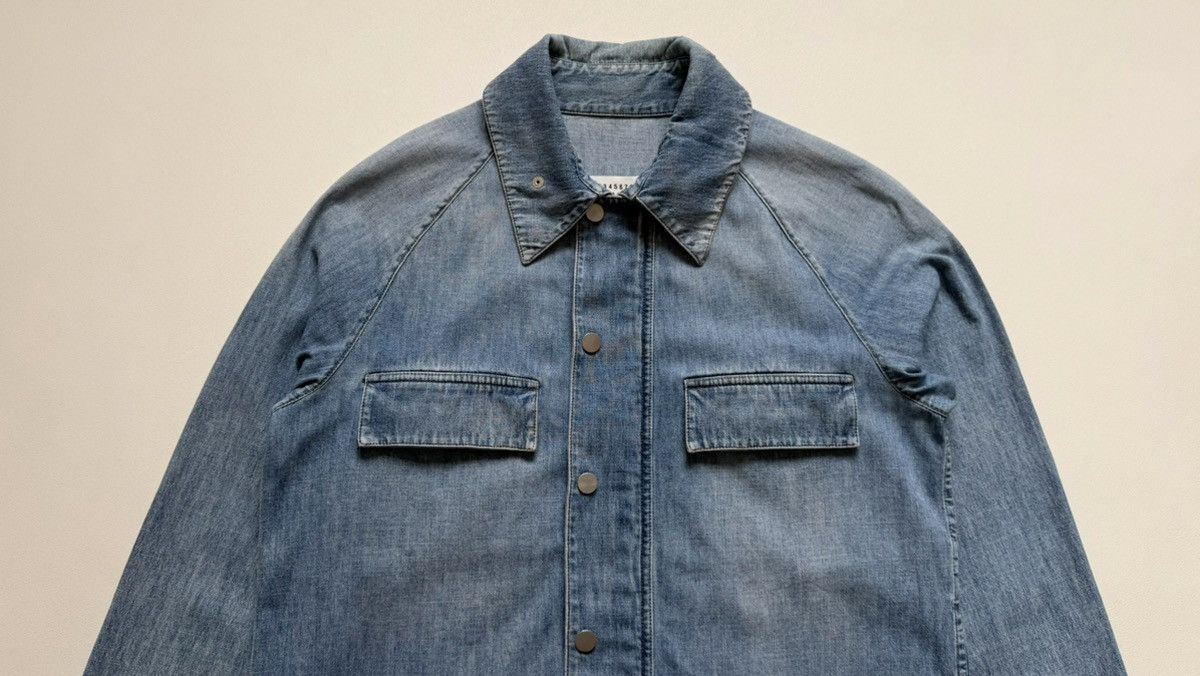 Maison Margiela S/S 19 Washed Blue Zip Denim Utility Shirt Size US M / EU 48-50 / 2 - 5 Thumbnail