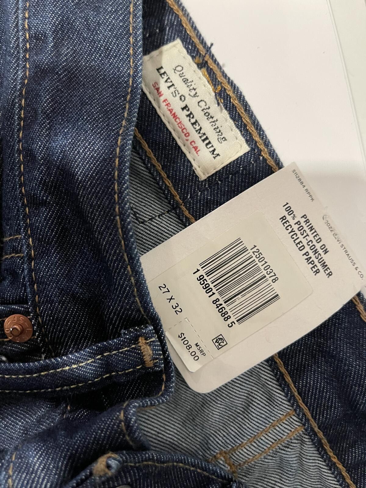 Levi's Levi's Premium Women's Straight Jeans 27x32 Dark Blue Denim Size 27" / US 4 / IT 40 - 3 Thumbnail