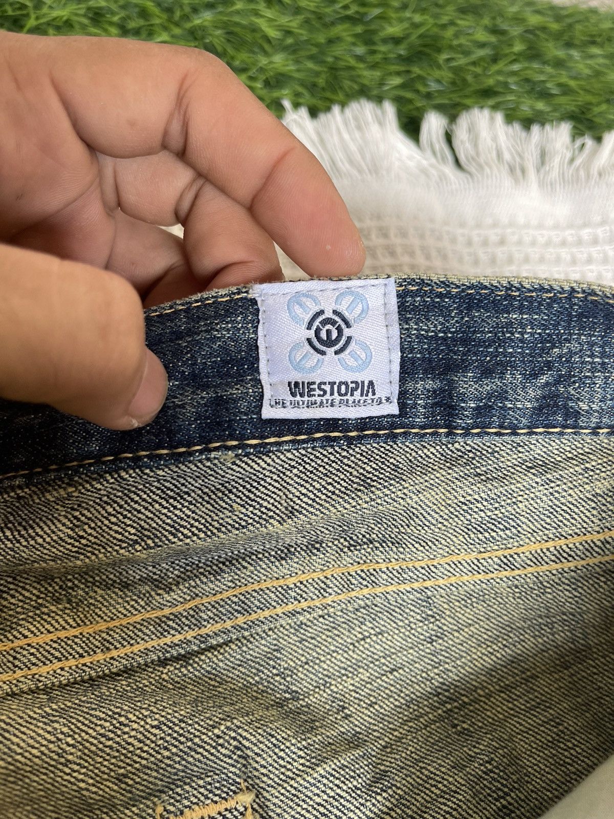 Kentucky Boy Tyler Rare‼️Vintage🔥WESTOPIA🔥Distressed Denim Skull Punk Design Size US 35 - 15 Thumbnail