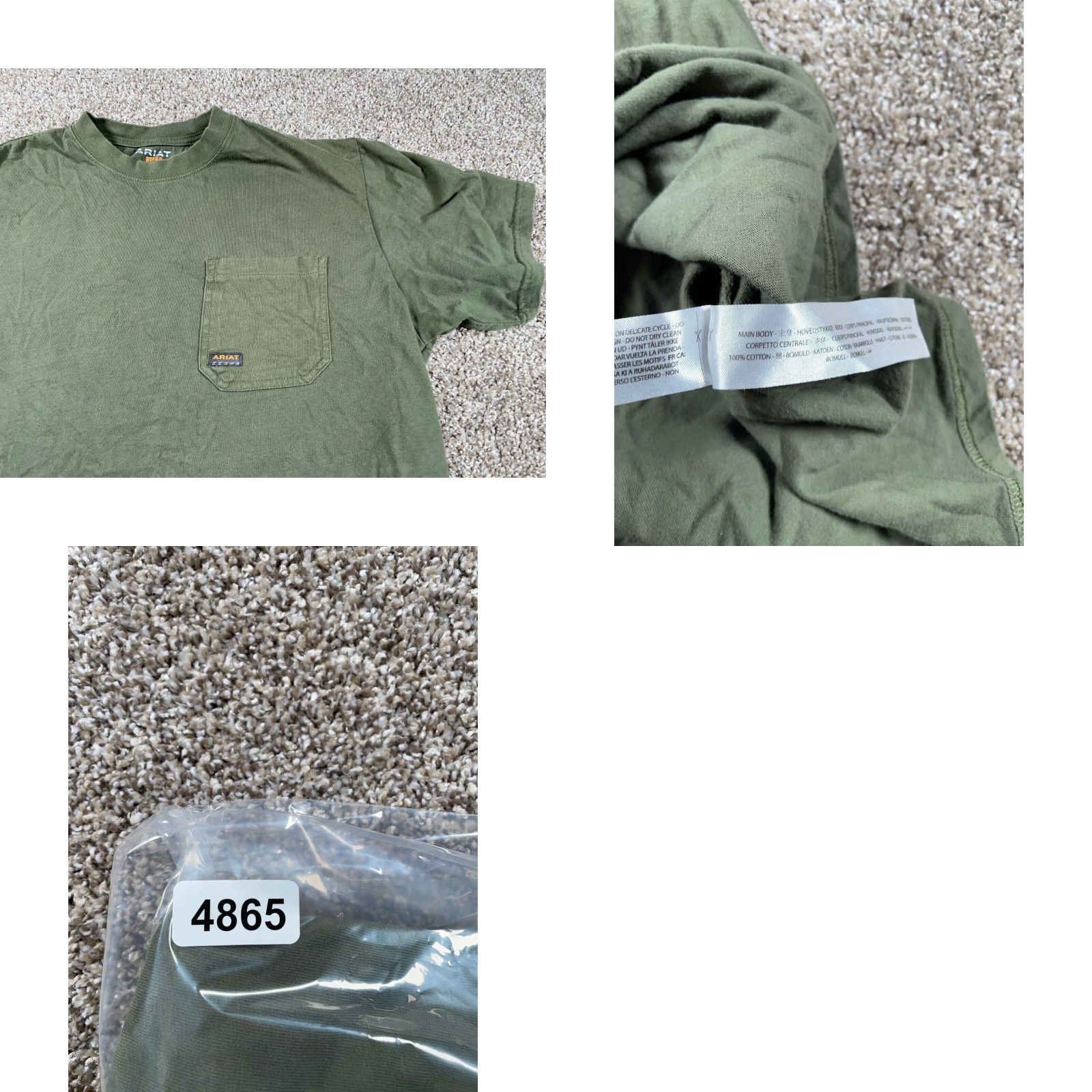 Ariat VINTAGE Ariat Men’s T-Shirt Adult Large Olive Green American Flag Artillery Graphic Print Clothing Size US L / EU 52-54 / 3 - 8 Thumbnail