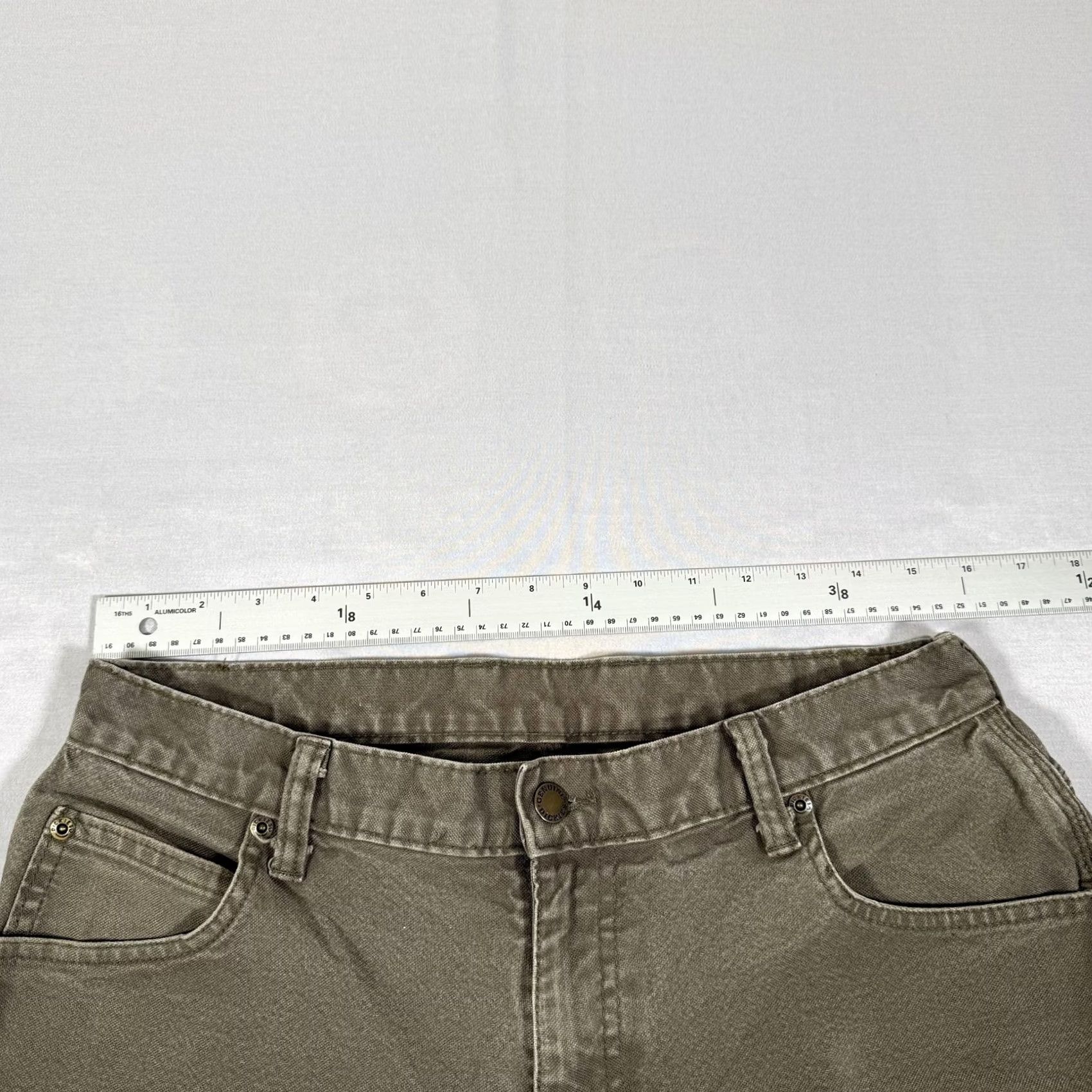 Dickies Dickies Pants Mens 33x32 Green Canvas Carpenter Straight Fit Stretch Workwear Pants Mens Green Canvas Carpenter Straight Fit 33x32 Regular” Size US 33 - 7 Thumbnail