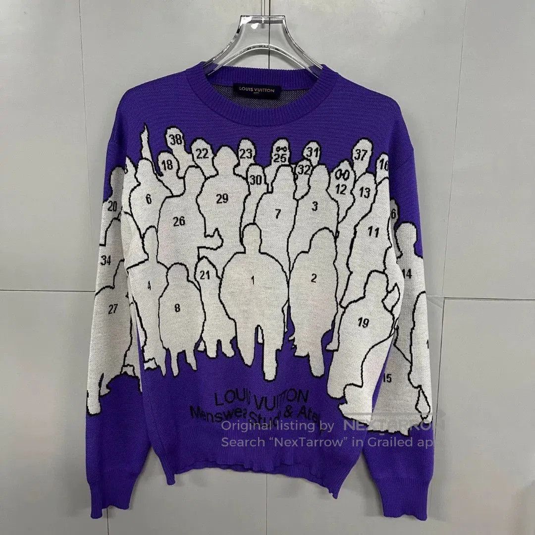 Louis Vuitton louis vuitton purple knit sweater with figures. Size US M / EU 48-50 / 2 - 1 Thumbnail