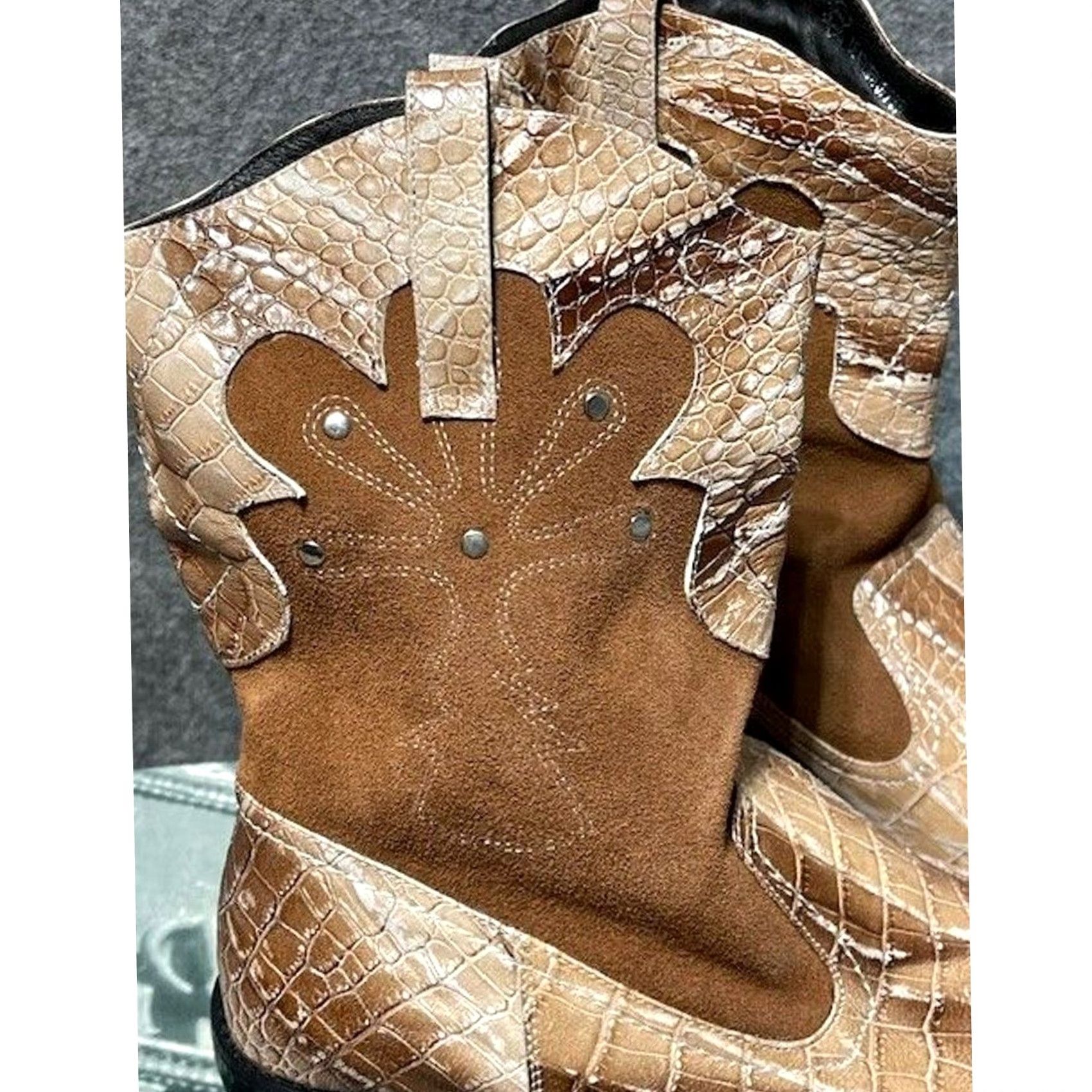 Vintage Fiesso Aurelio Garcia Boots 7 Western Cowboy Glam Rock Edgy Clubwear Rockabilly Men Leather Cap Toe Slip On Pointed Toe Casual Workwear Vintage No N/A Size US 7 / EU 40 - 3 Thumbnail
