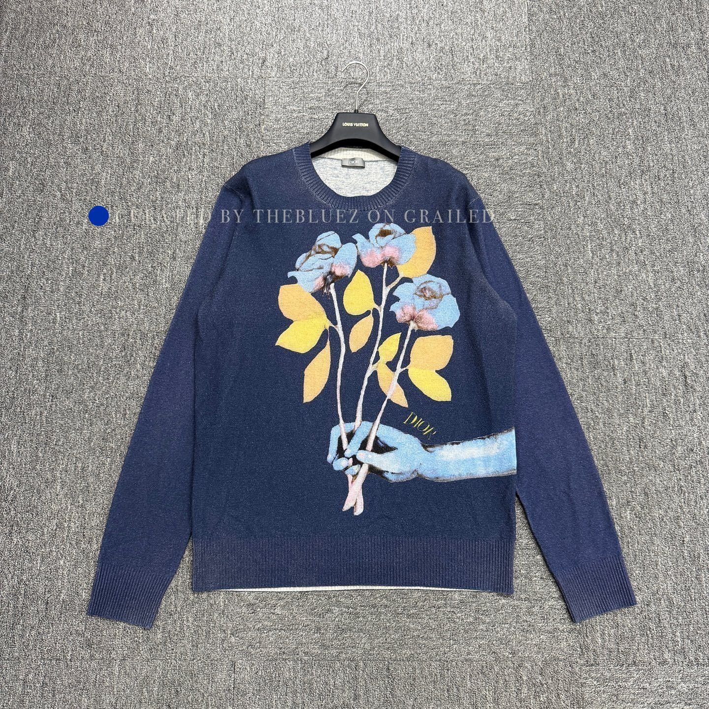 Dior Flower Graphic Wool Sweater in Blue Size US L / EU 52-54 / 3 - 1 Thumbnail