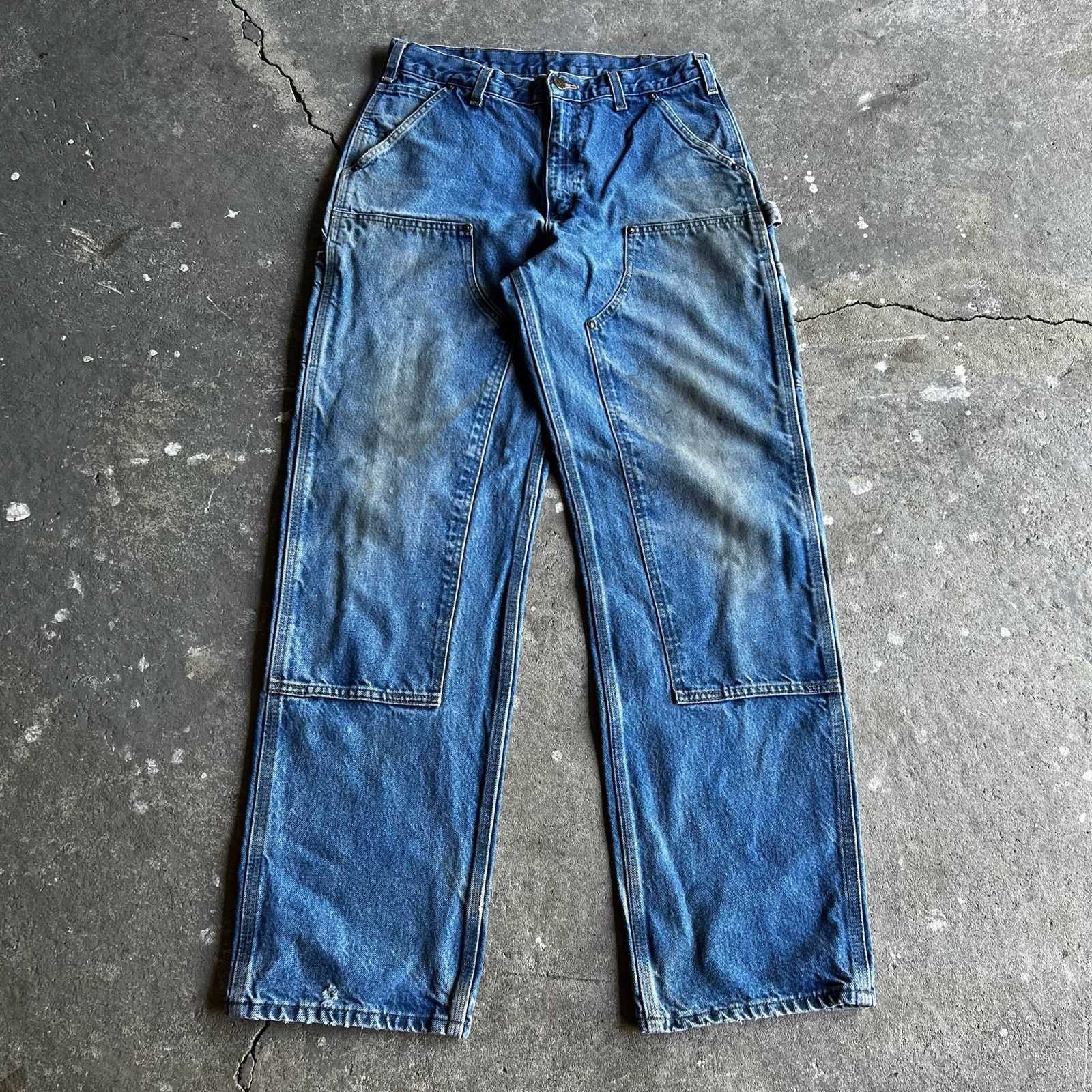 Carhartt × Vintage Carhartt denim blue jean double knee work carpenter pants Size US 31 - 1 Thumbnail