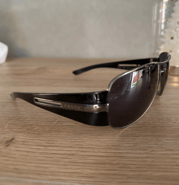 Prada × Vintage PRADA Sunglasses Rectangle Wrap Shield Metal Symbole RI929 Size ONE SIZE - 2 Thumbnail