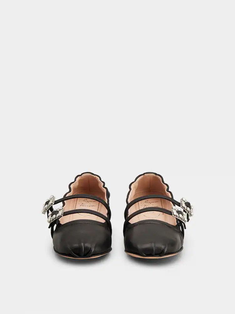Roger Vivier o1s22i1n0824 Nappa Ballet Strass Buck Flats in Black Size US 8 / IT 38 - 7 Thumbnail