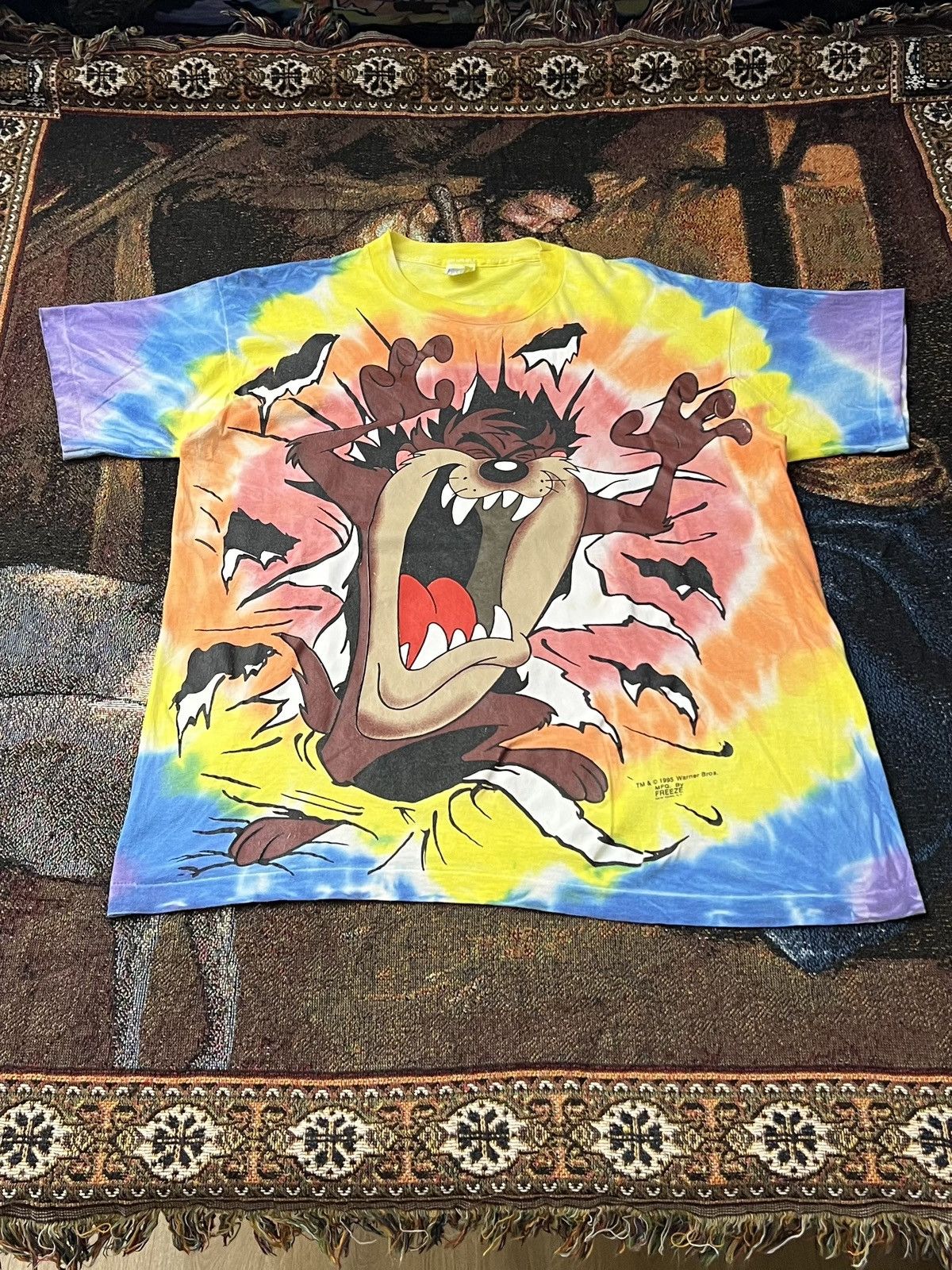 Warner Bros Vintage Taz Big Print Tie Dye Tee Size US L / EU 52-54 / 3 - 2 Thumbnail