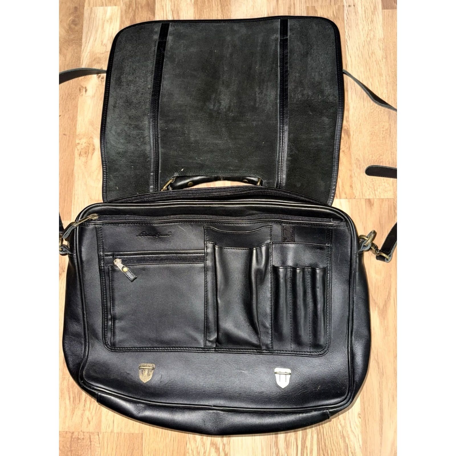 Eddie Bauer Eddie Bauer Black Laptop Briefcase Genuine Leather Shoulder Bag Size ONE SIZE - 2 Thumbnail
