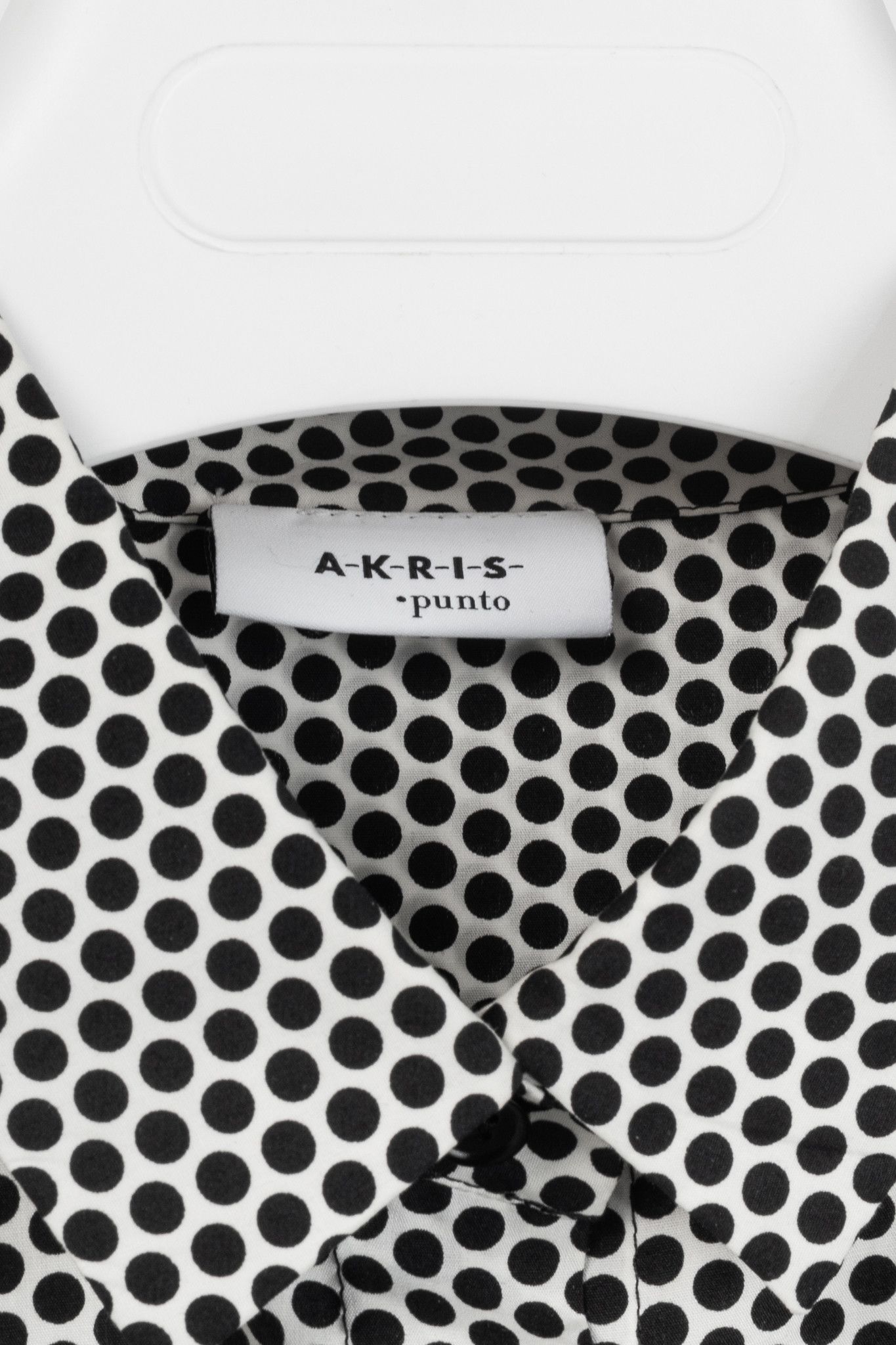 Akris Akris Punto White & Black Polka-Dot Cotton Buttoned Shirt Size L / US 10 / IT 46 - 4 Thumbnail