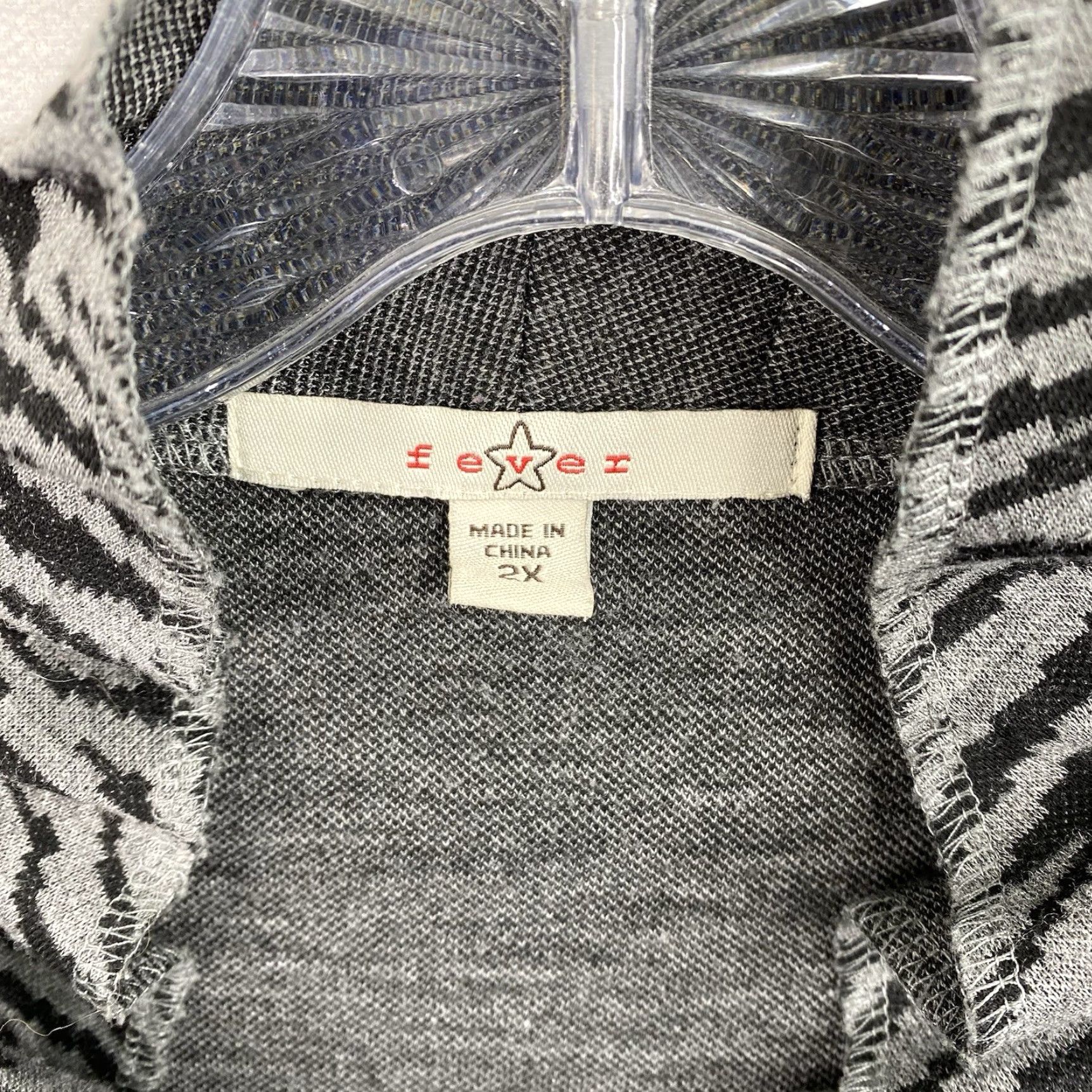 Vintage Fever Cardigan Sweater Womens 2X Open Front Gray Black Animal Print Ruffle Y2K Autumn Winter Size XXL / US 16-18 / IT 52-54 - 5 Thumbnail