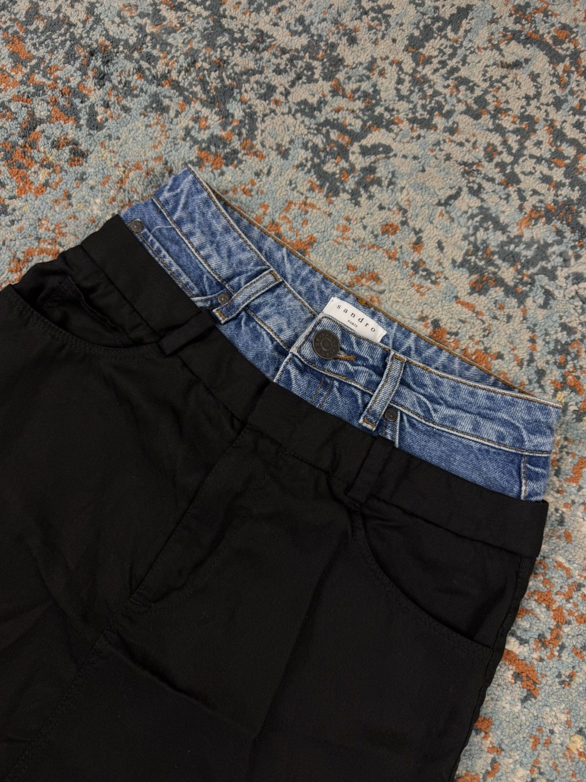 Sandro Vintage Y2K Sandro Paris trompe l'oeil layered denim skirt Size 28" / US 6 / IT 42 - 5 Thumbnail