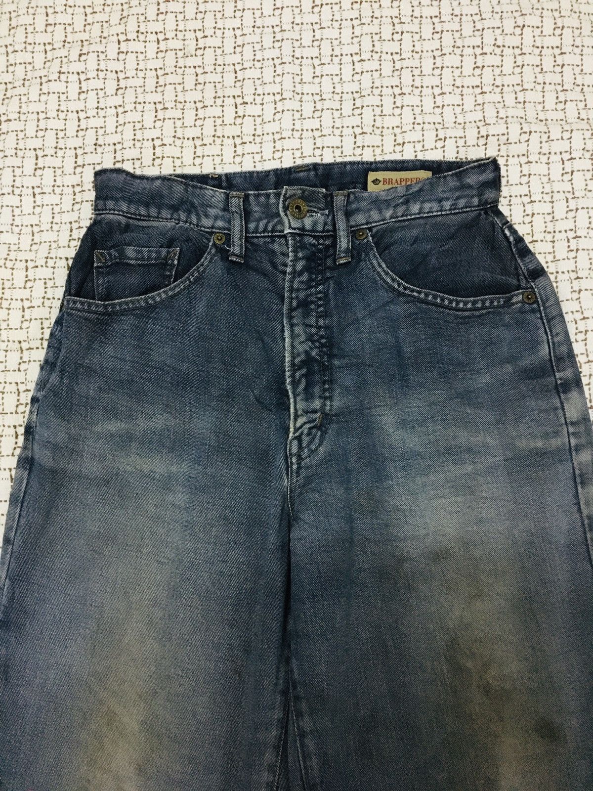 Japanese Brand Brappers Soft Denim Distressed Jeans (17) Size US 27 - 5 Thumbnail