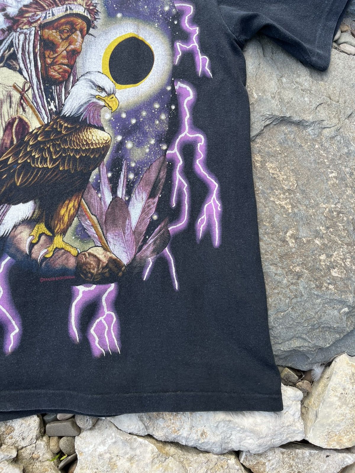 Vintage Vintage USA American Thunder Indian eagle single stitch tee Size US L / EU 52-54 / 3 - 6 Thumbnail