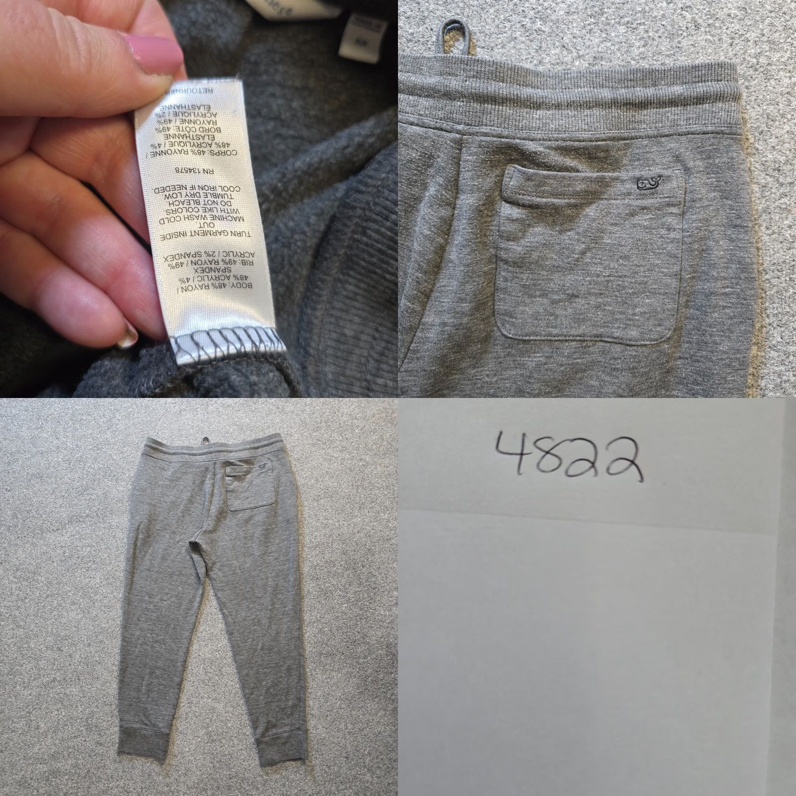 Vineyard Vines Vineyard Vines Pants Mens M Gray Joggers Sweatpants Lounge Casual Pull On Regular Inseam 26in Tapered Pockets Knit Acrylic Fabric Winter Fall Spring Size US 31 - 8 Thumbnail